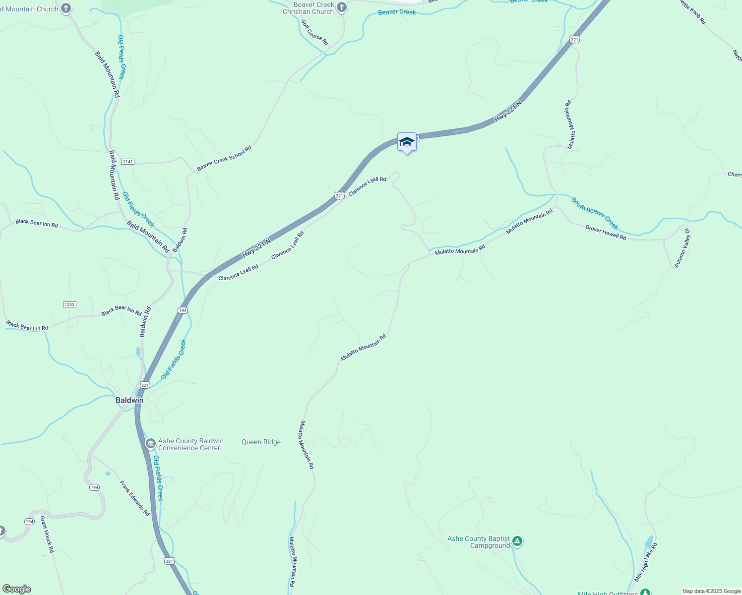map of restaurants, bars, coffee shops, grocery stores, and more near 2024 Mulatto Mountain Road in West Jefferson