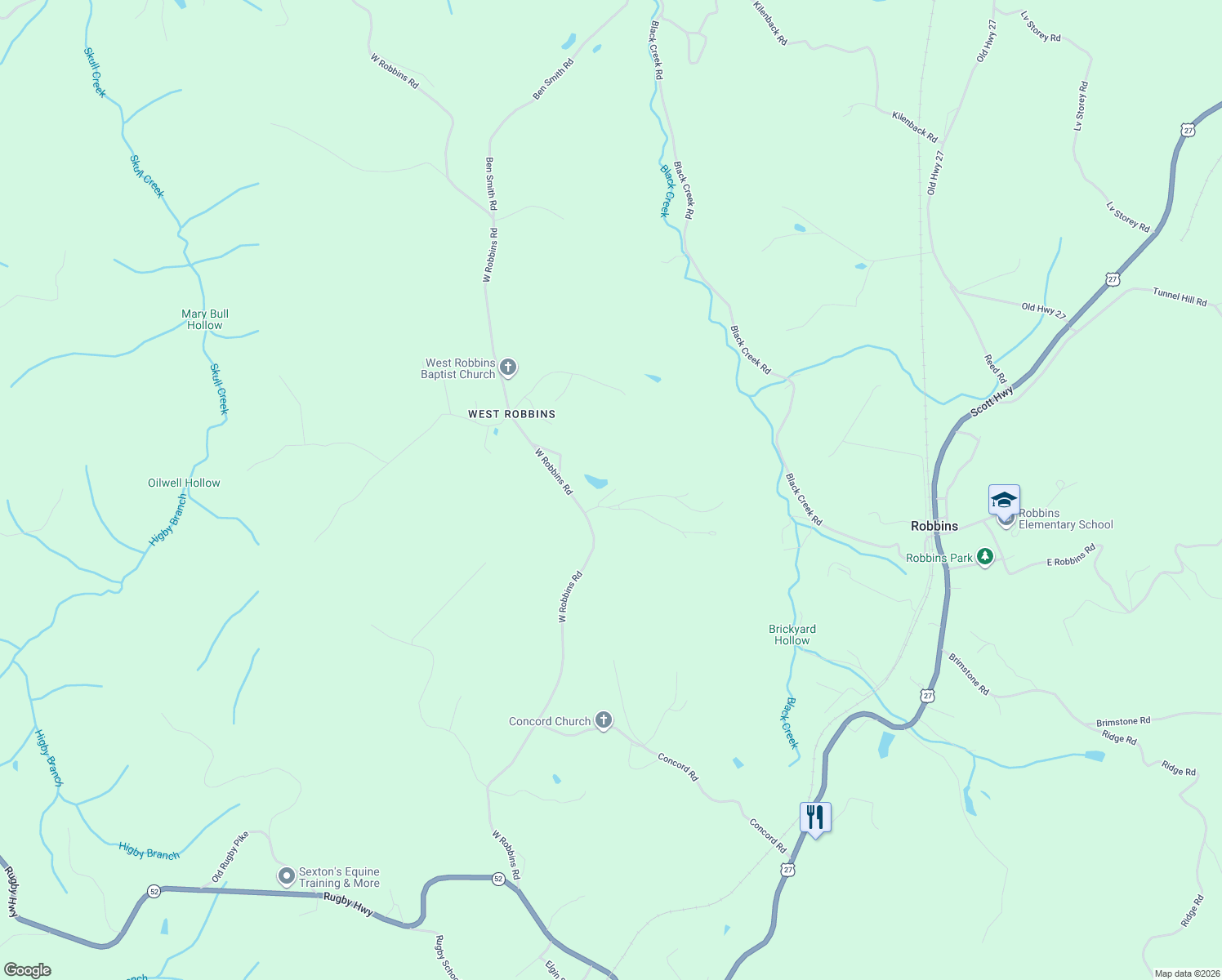map of restaurants, bars, coffee shops, grocery stores, and more near 161 Everett Ln in Robbins