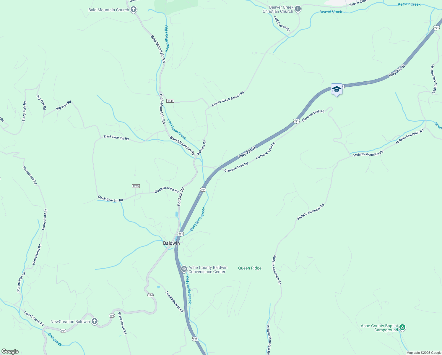map of restaurants, bars, coffee shops, grocery stores, and more near 356 Clarence Lyall Road in West Jefferson