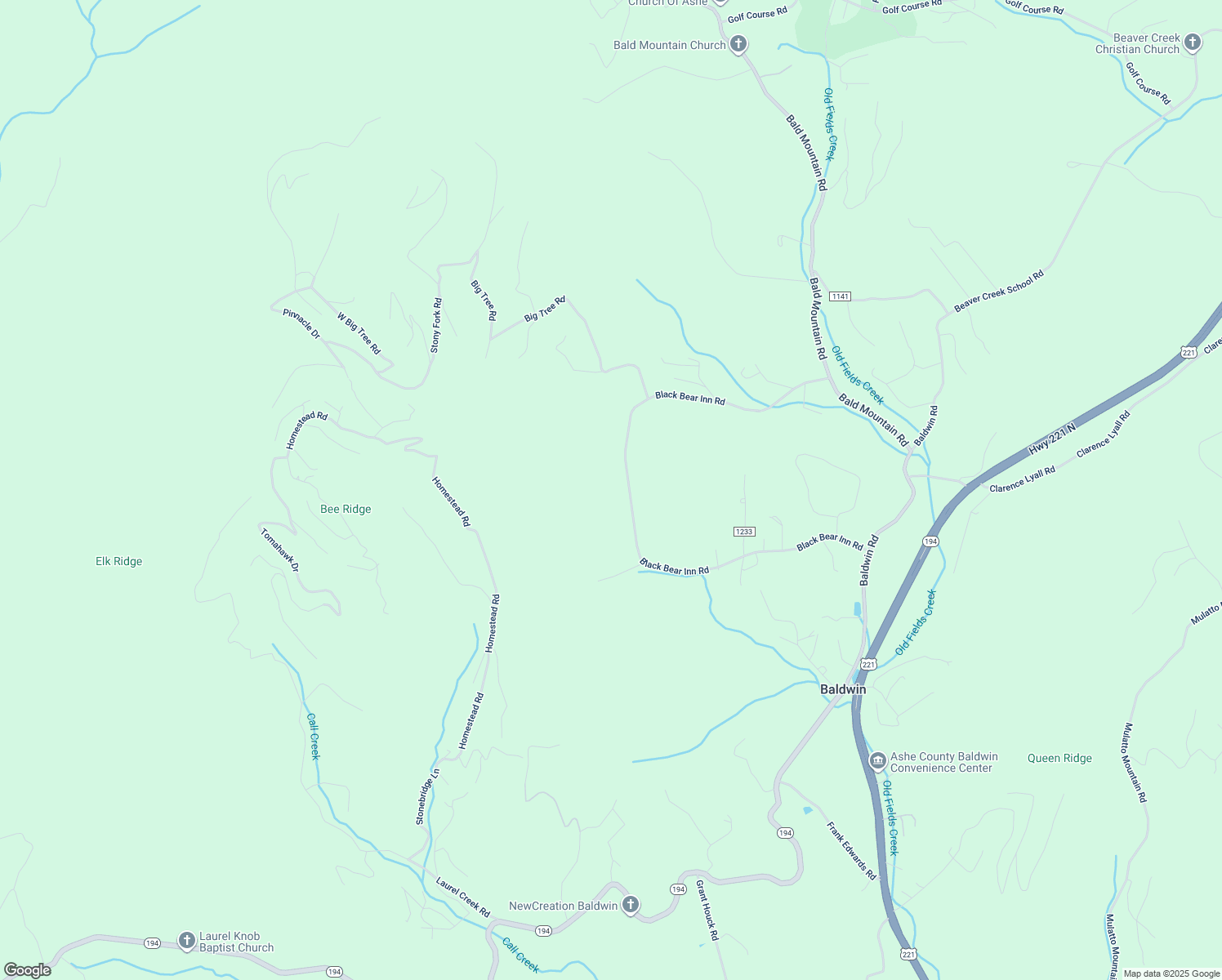 map of restaurants, bars, coffee shops, grocery stores, and more near 1015 Black Bear Inn Road in West Jefferson