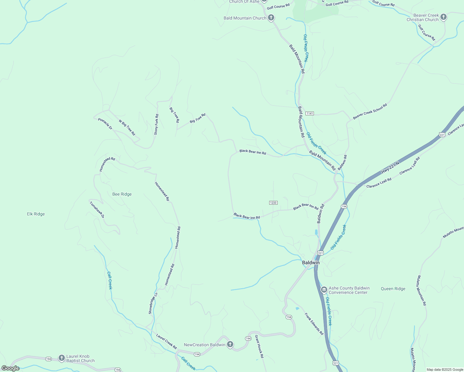 map of restaurants, bars, coffee shops, grocery stores, and more near 1022 Black Bear Inn Road in West Jefferson
