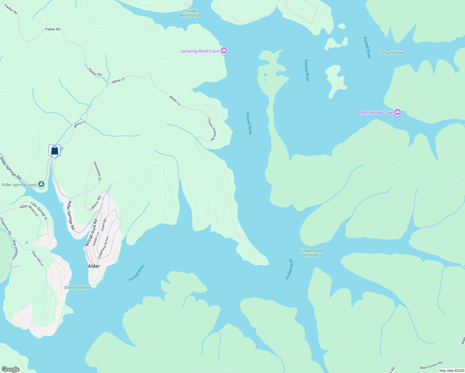 map of restaurants, bars, coffee shops, grocery stores, and more near 609 Crown Pointe Road in LaFollette