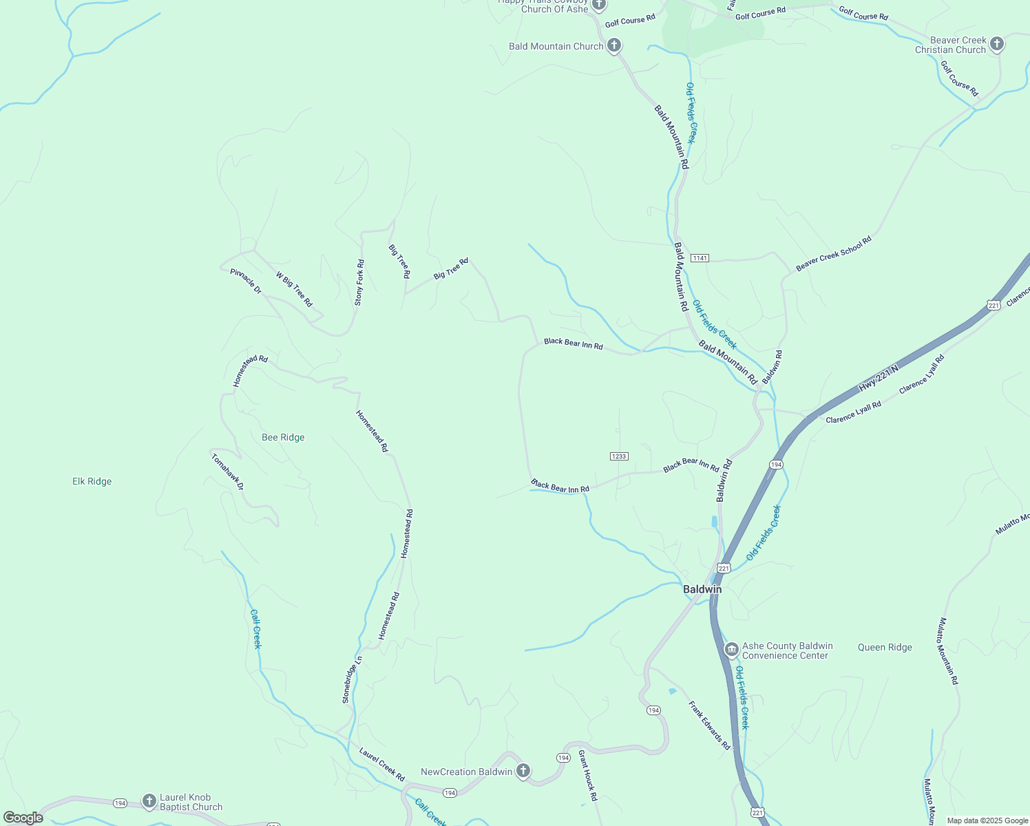 map of restaurants, bars, coffee shops, grocery stores, and more near 1045 Black Bear Inn Road in West Jefferson