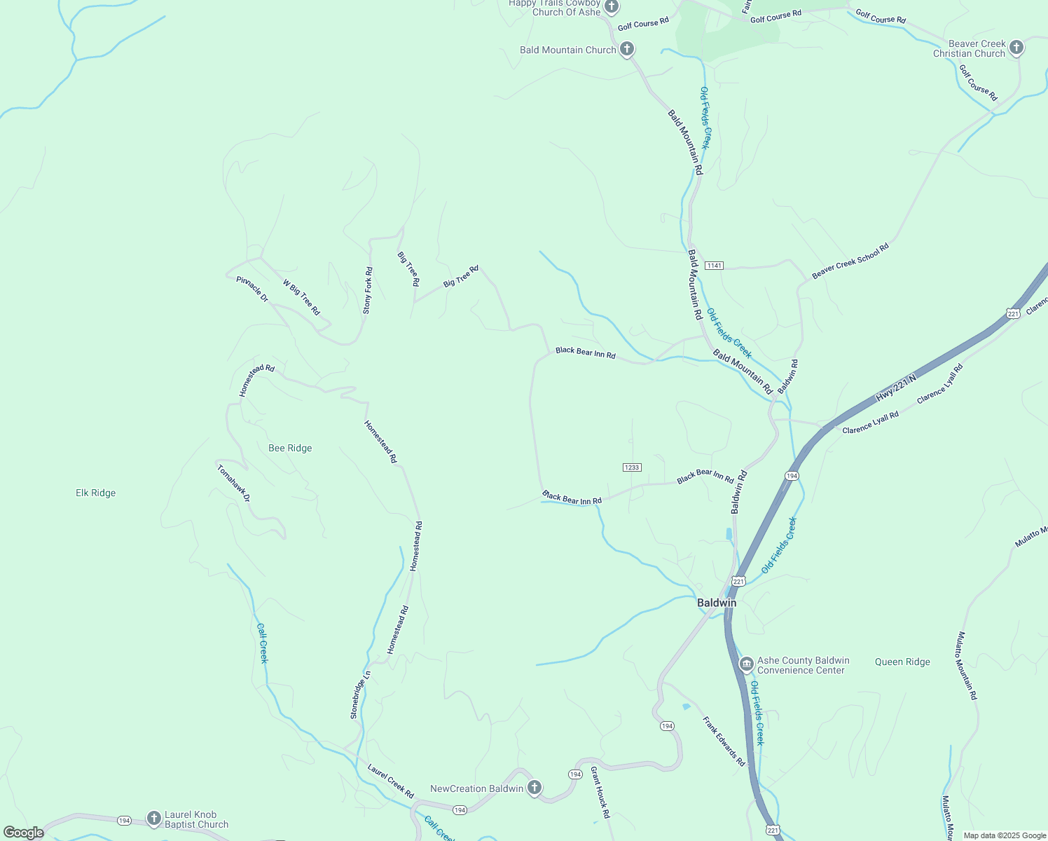map of restaurants, bars, coffee shops, grocery stores, and more near 1045 Black Bear Inn Road in West Jefferson