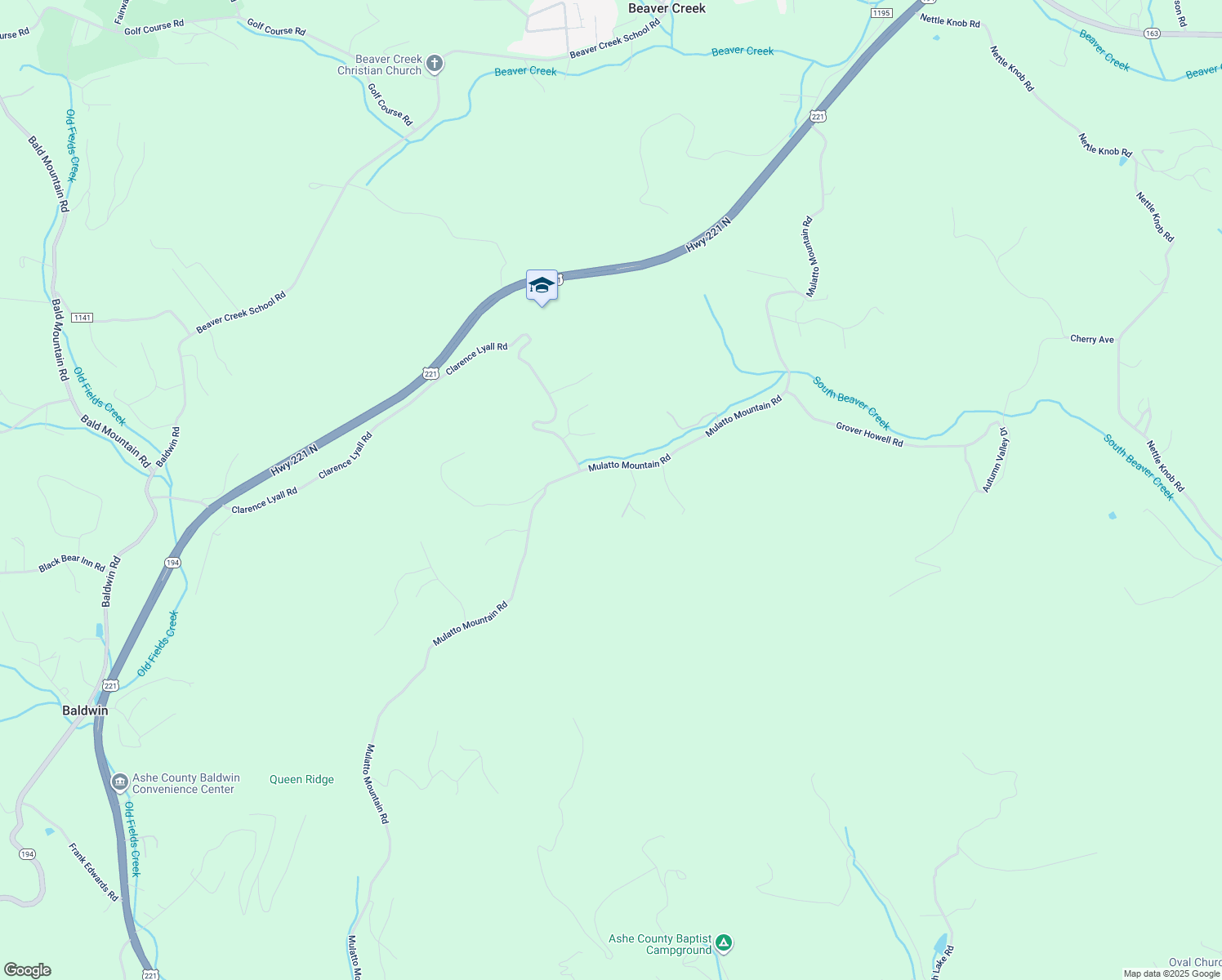 map of restaurants, bars, coffee shops, grocery stores, and more near 1673 Mulatto Mountain Road in West Jefferson