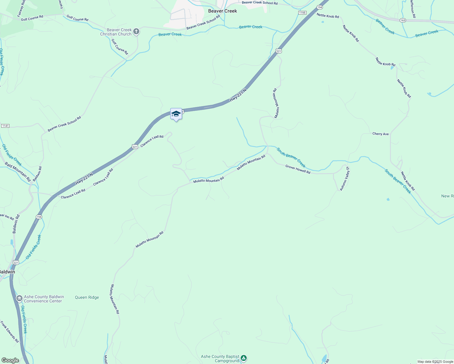 map of restaurants, bars, coffee shops, grocery stores, and more near 1491 Mulatto Mountain Road in West Jefferson