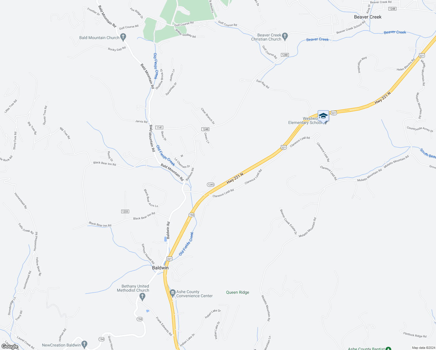 map of restaurants, bars, coffee shops, grocery stores, and more near 308 Calvin Goodman Road in West Jefferson