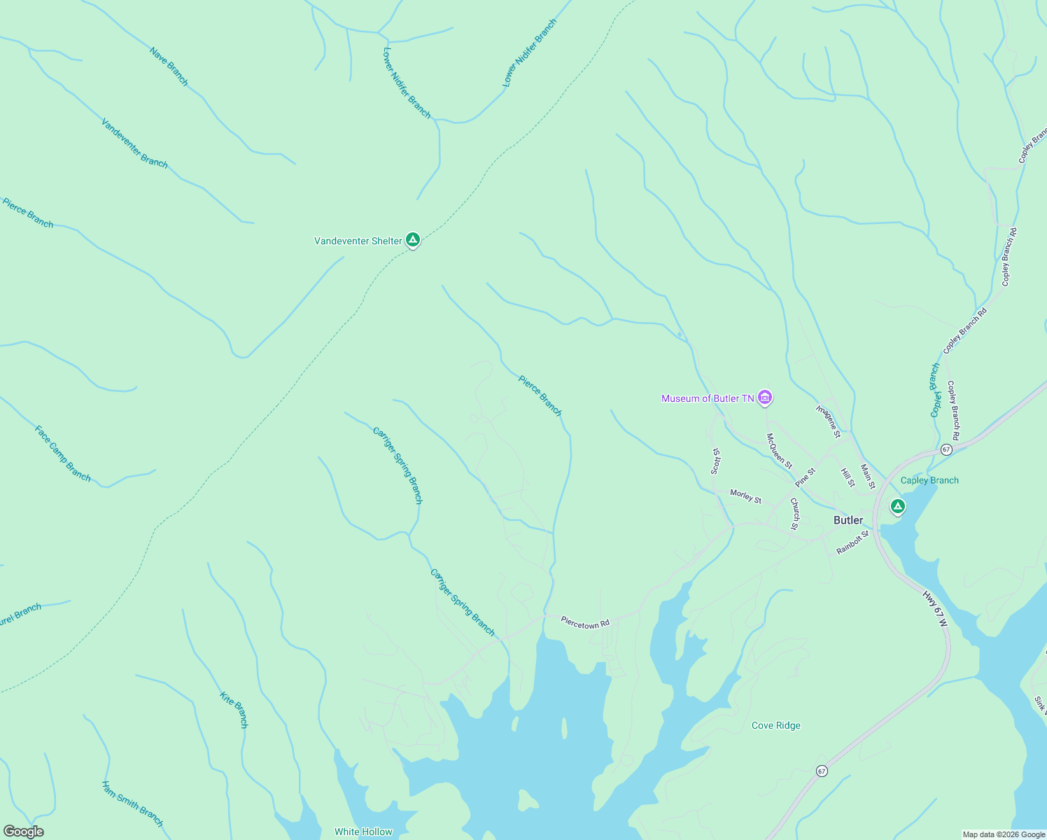 map of restaurants, bars, coffee shops, grocery stores, and more near 115 Forest Drive in Butler