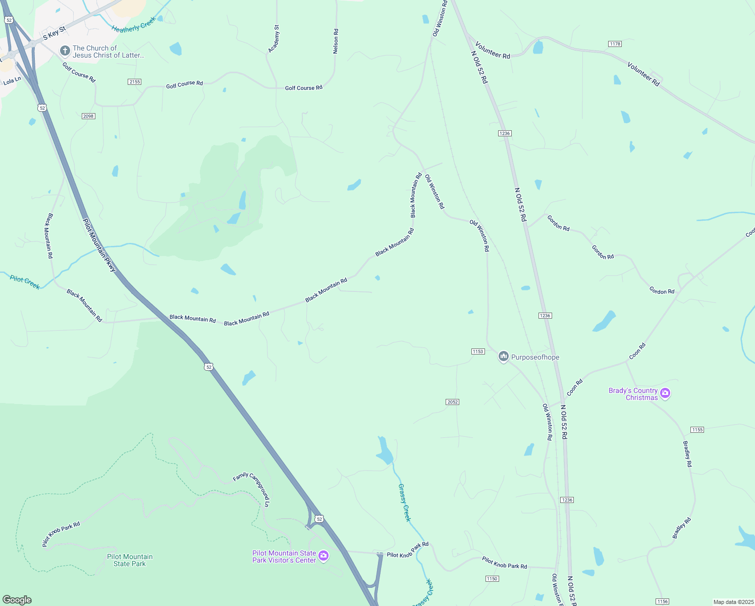 map of restaurants, bars, coffee shops, grocery stores, and more near 222 Hummingbird Lane in Pilot Mountain