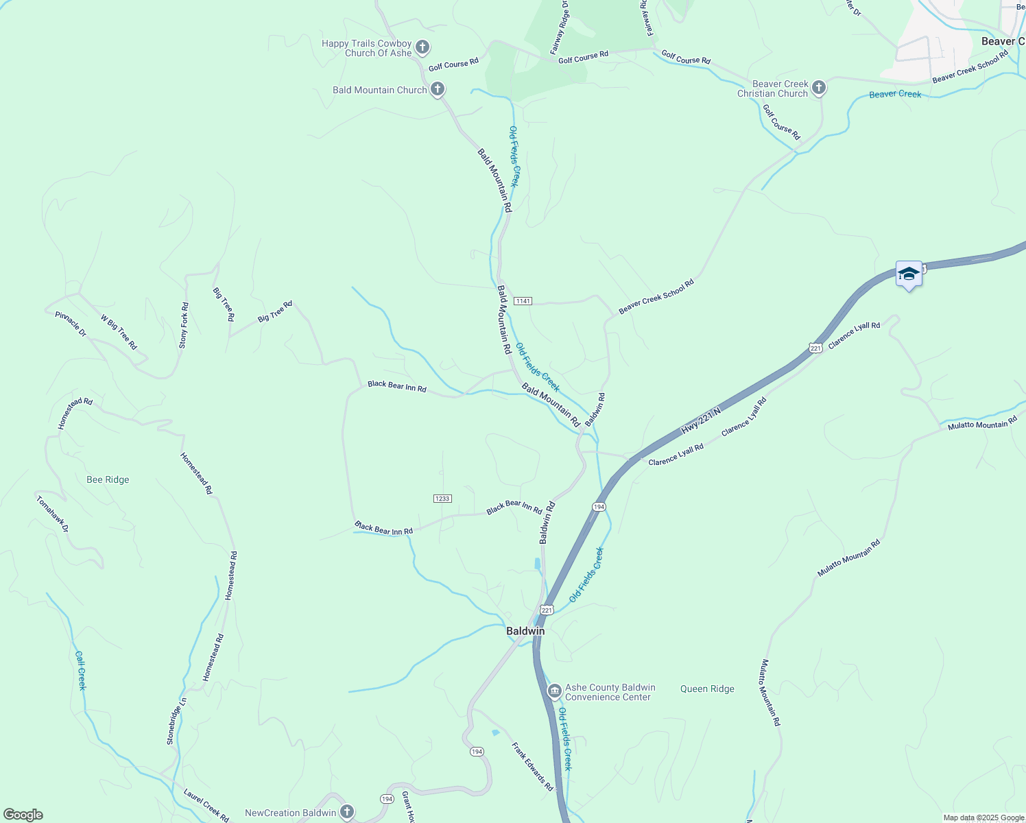 map of restaurants, bars, coffee shops, grocery stores, and more near 339 Bald Mountain Road in West Jefferson