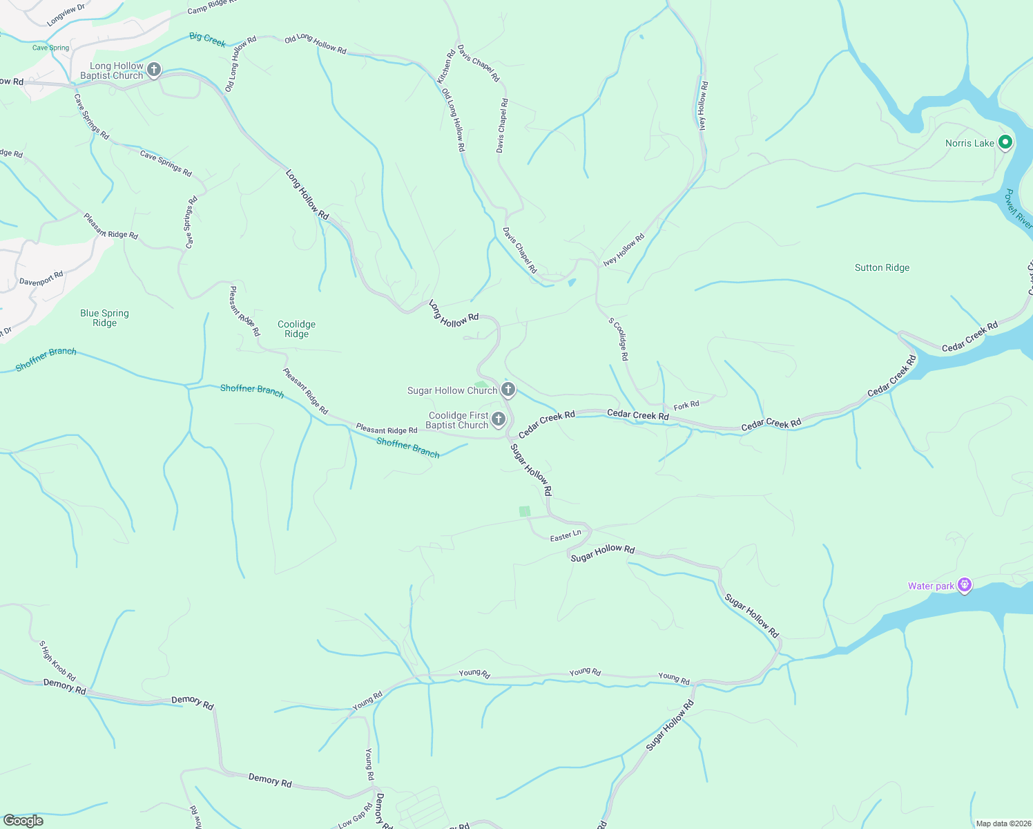 map of restaurants, bars, coffee shops, grocery stores, and more near 2473 Long Hollow Road in LaFollette