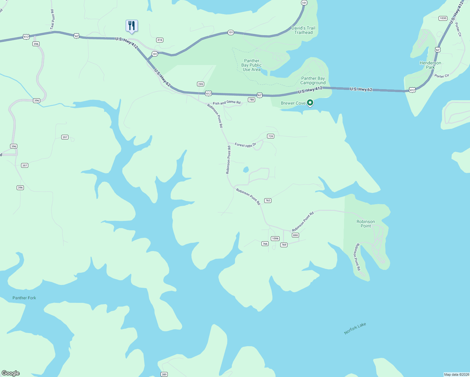 map of restaurants, bars, coffee shops, grocery stores, and more near 1324 Robinson Point Road in Mountain Home