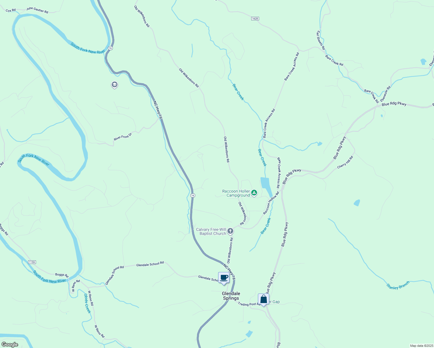 map of restaurants, bars, coffee shops, grocery stores, and more near 185 B J Drive in Jefferson