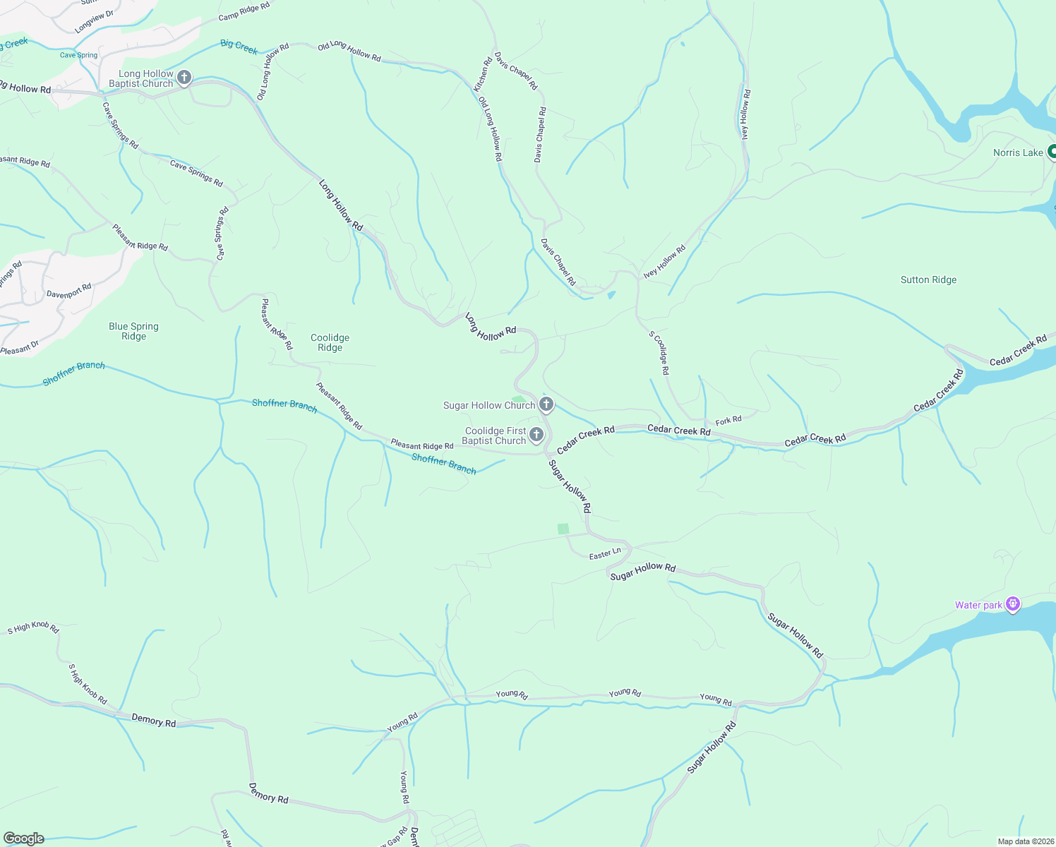 map of restaurants, bars, coffee shops, grocery stores, and more near 2448 Long Hollow Road in LaFollette