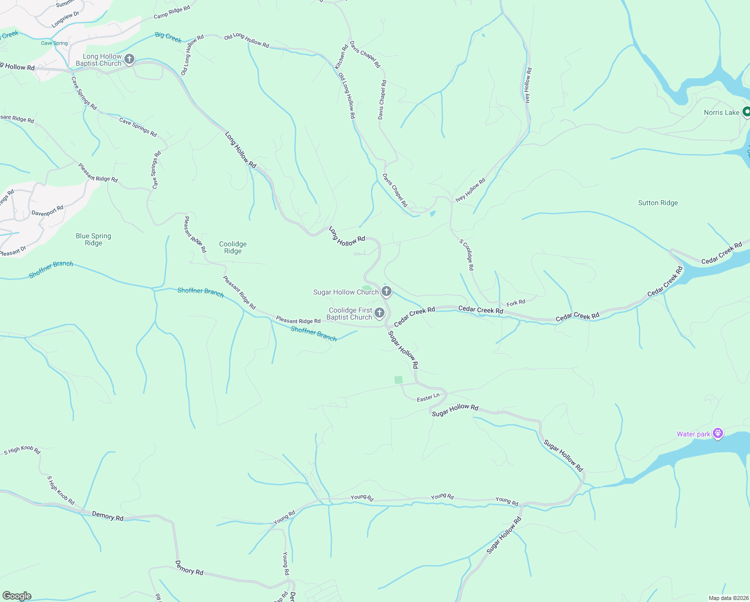 map of restaurants, bars, coffee shops, grocery stores, and more near 2448 Long Hollow Road in LaFollette