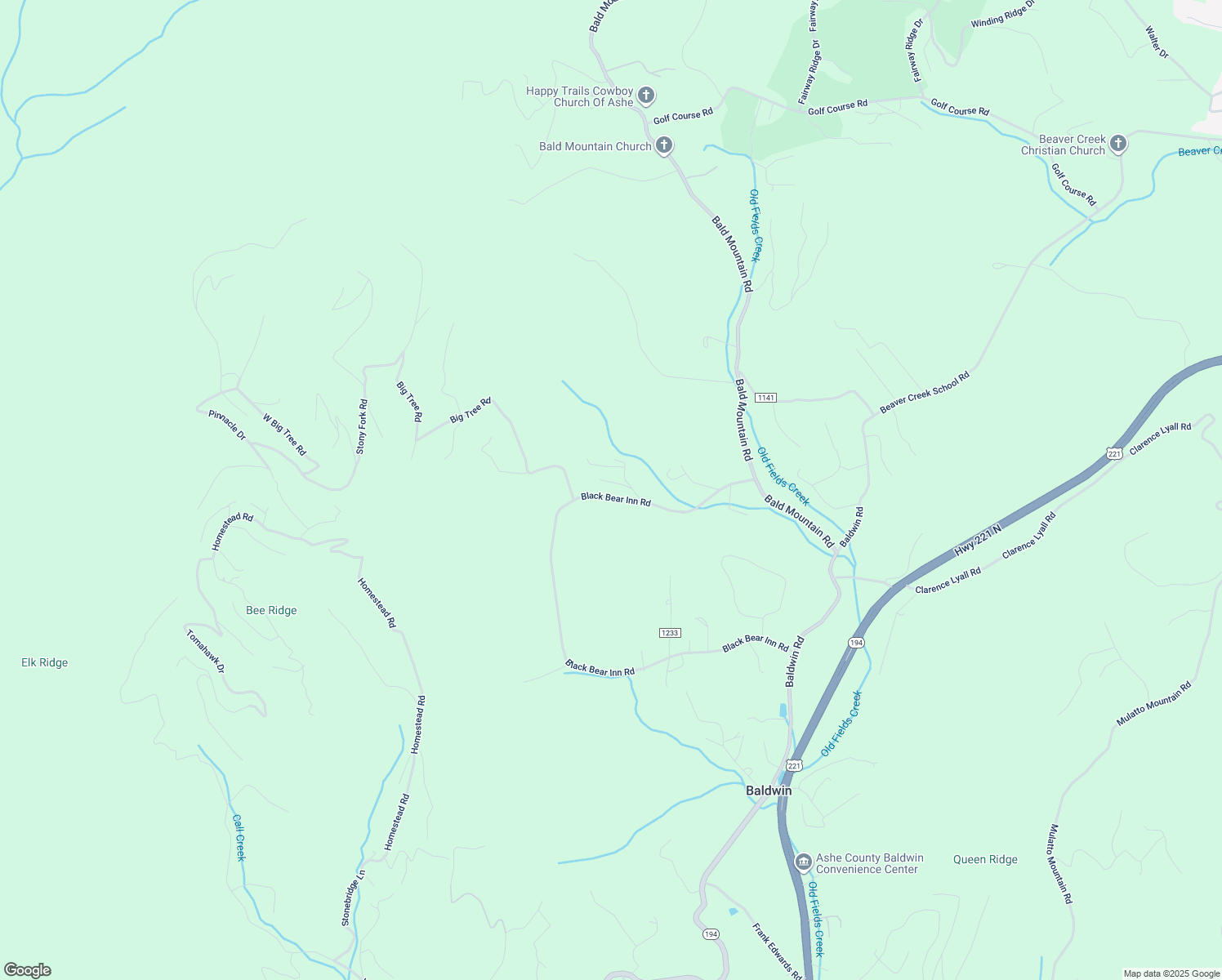 map of restaurants, bars, coffee shops, grocery stores, and more near 1417 Black Bear Inn Road in West Jefferson
