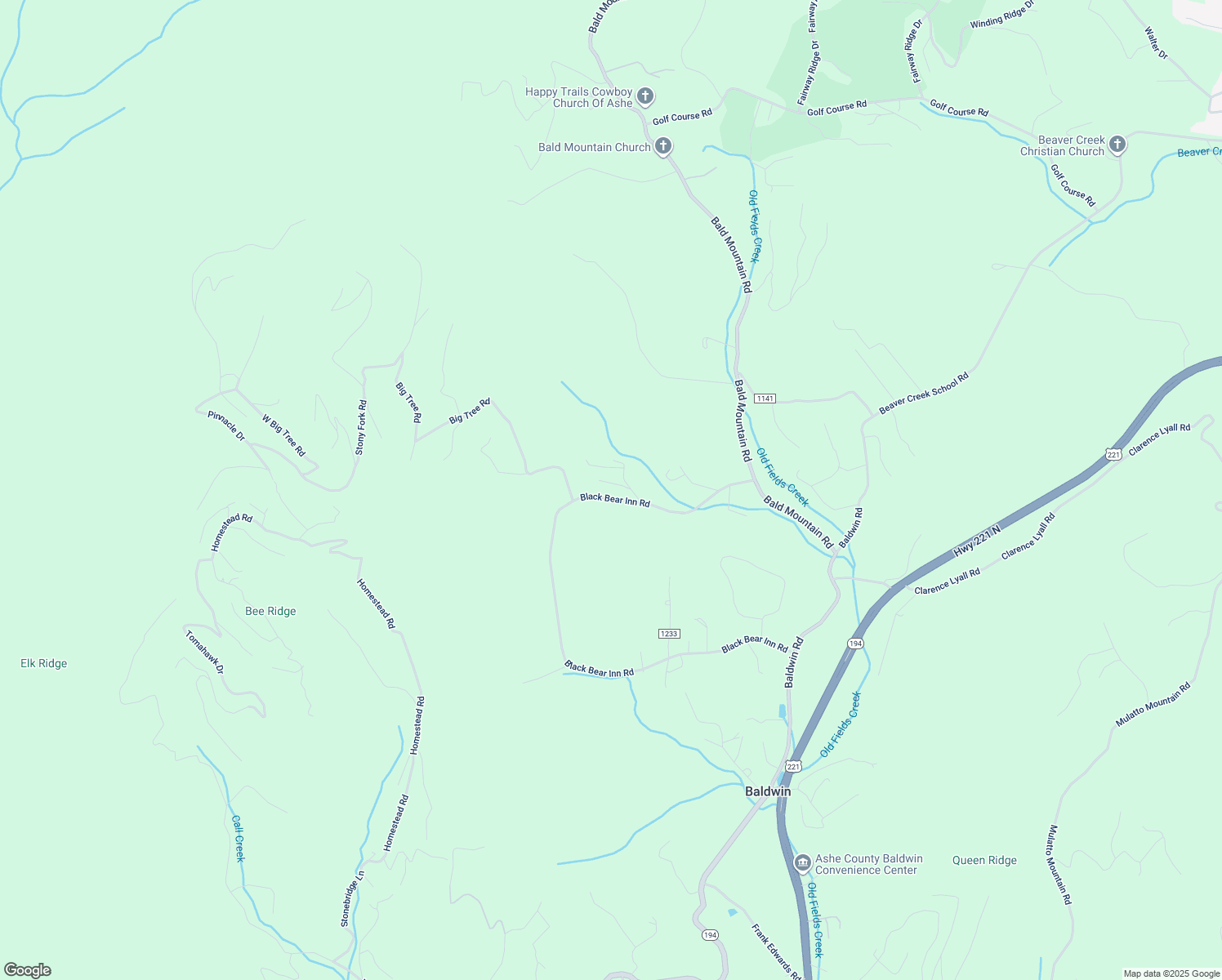 map of restaurants, bars, coffee shops, grocery stores, and more near 1417 Black Bear Inn Road in West Jefferson