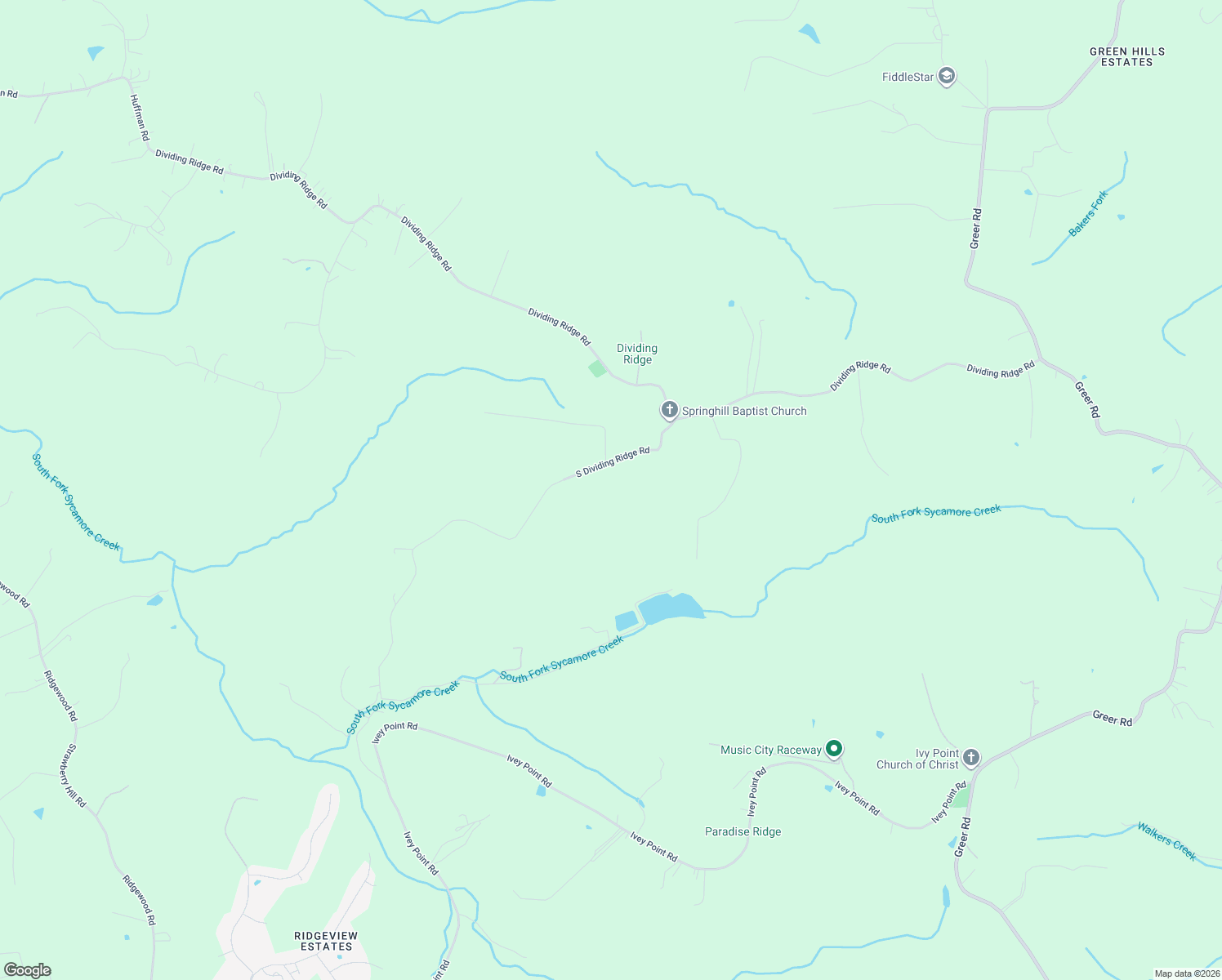 map of restaurants, bars, coffee shops, grocery stores, and more near 1251 South Dividing Ridge Road in Goodlettsville
