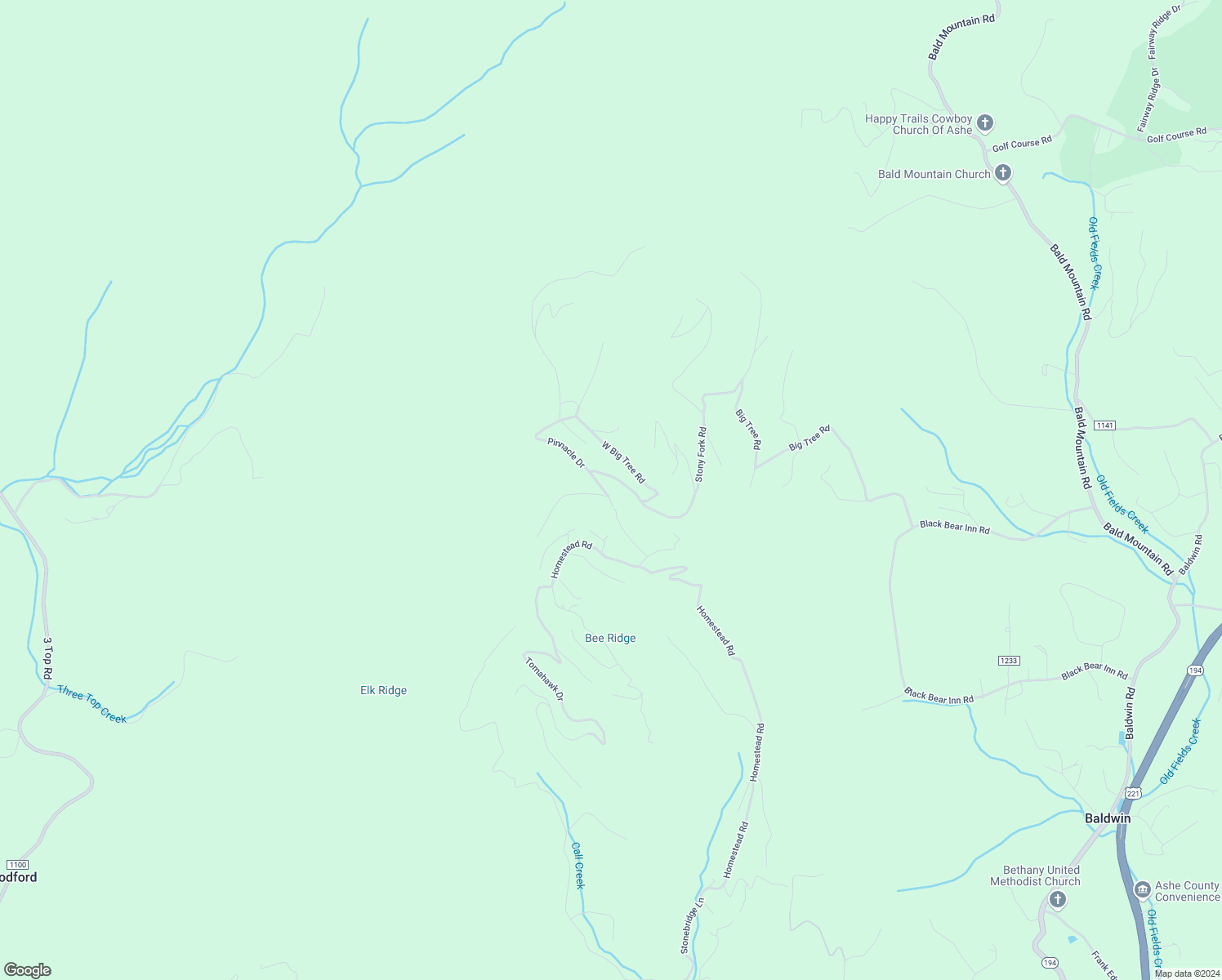 map of restaurants, bars, coffee shops, grocery stores, and more near 171 Ekko Mountain Road in Todd