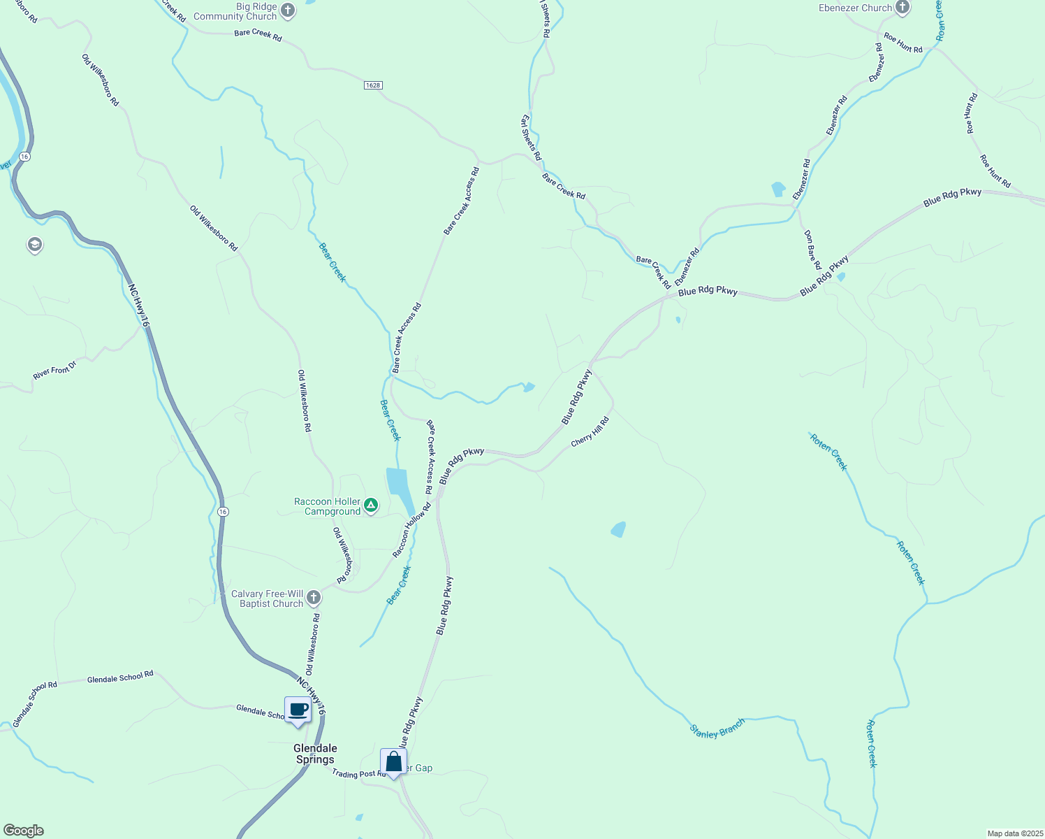 map of restaurants, bars, coffee shops, grocery stores, and more near 327 Oaktree Lane in Jefferson