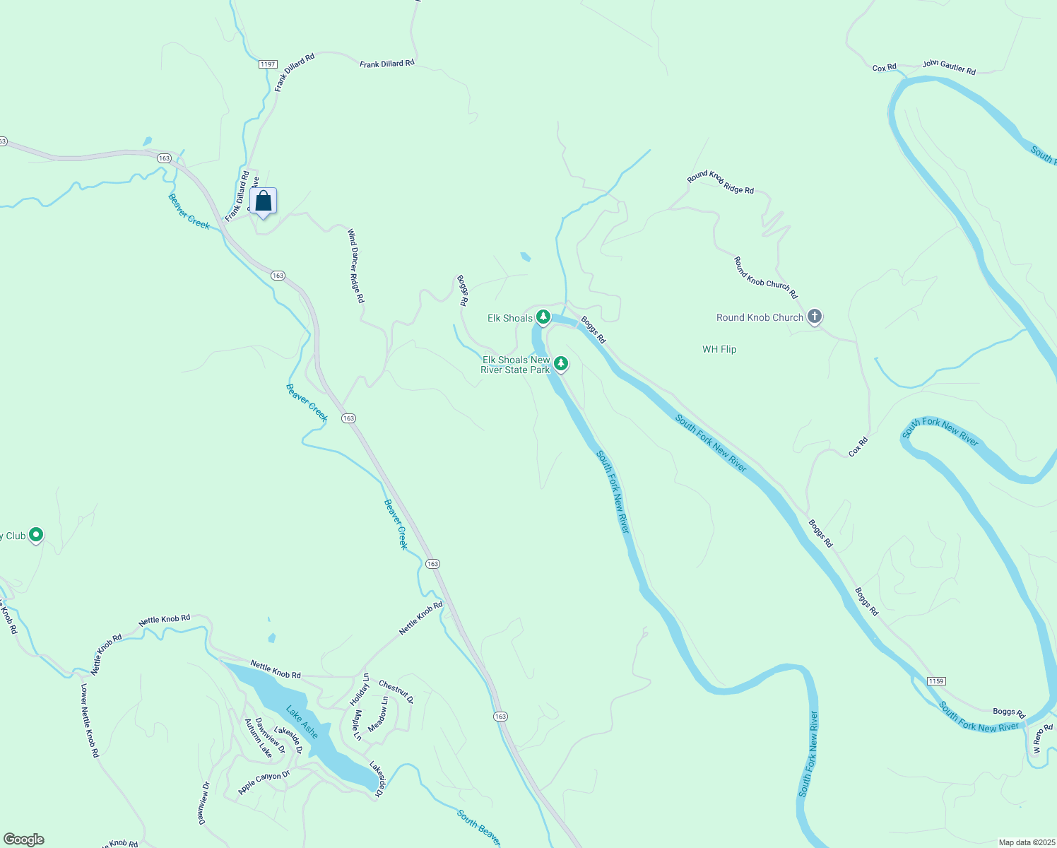 map of restaurants, bars, coffee shops, grocery stores, and more near 595 Kanawha Drive in West Jefferson