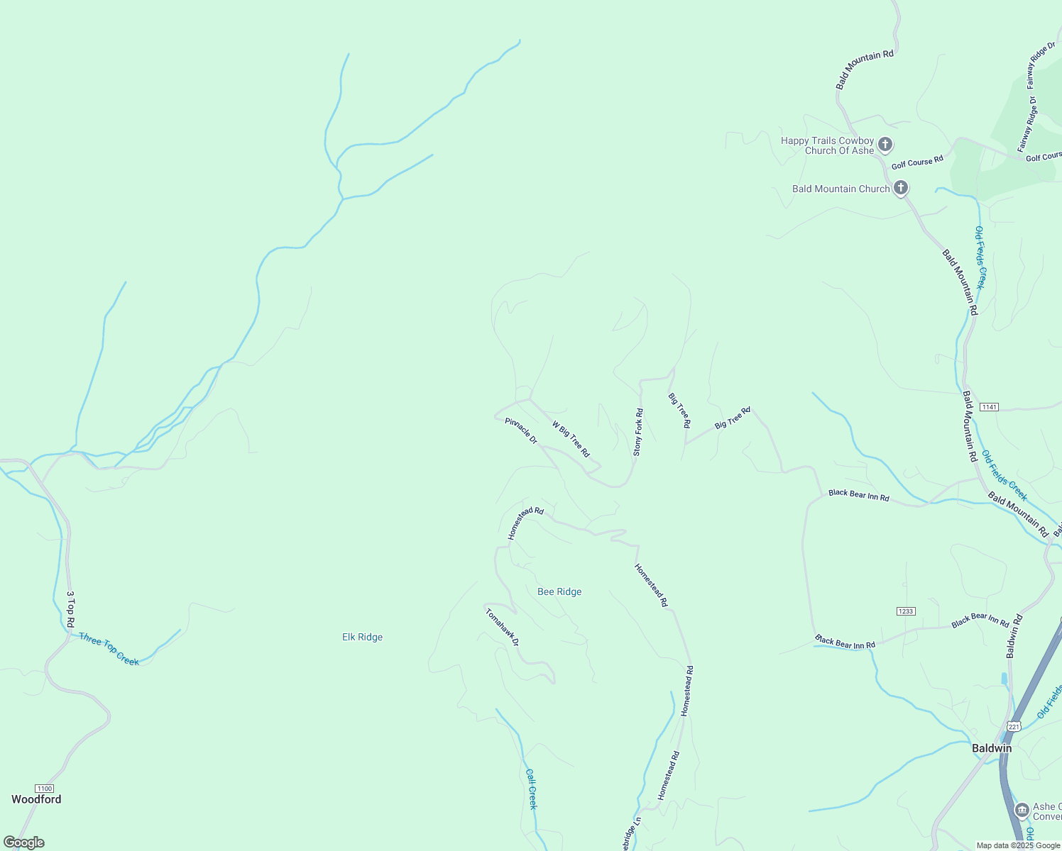 map of restaurants, bars, coffee shops, grocery stores, and more near 582 Pinnacle Drive in West Jefferson