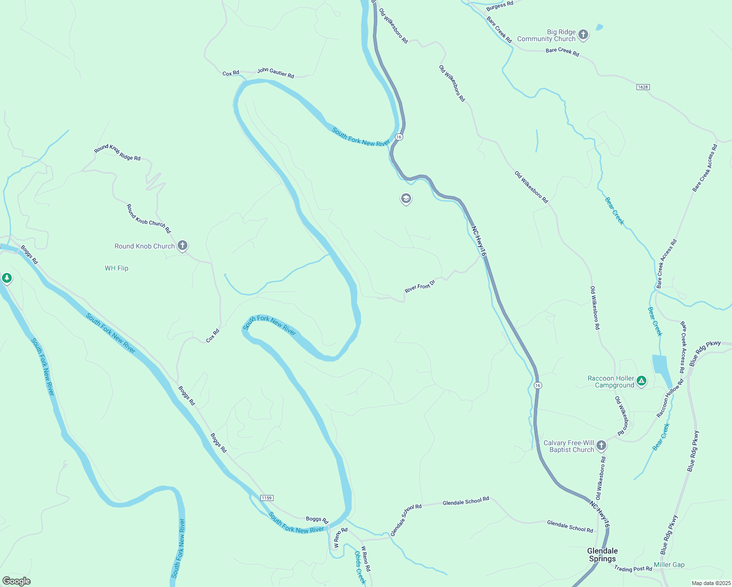 map of restaurants, bars, coffee shops, grocery stores, and more near River Front Ridge Drive in West Jefferson