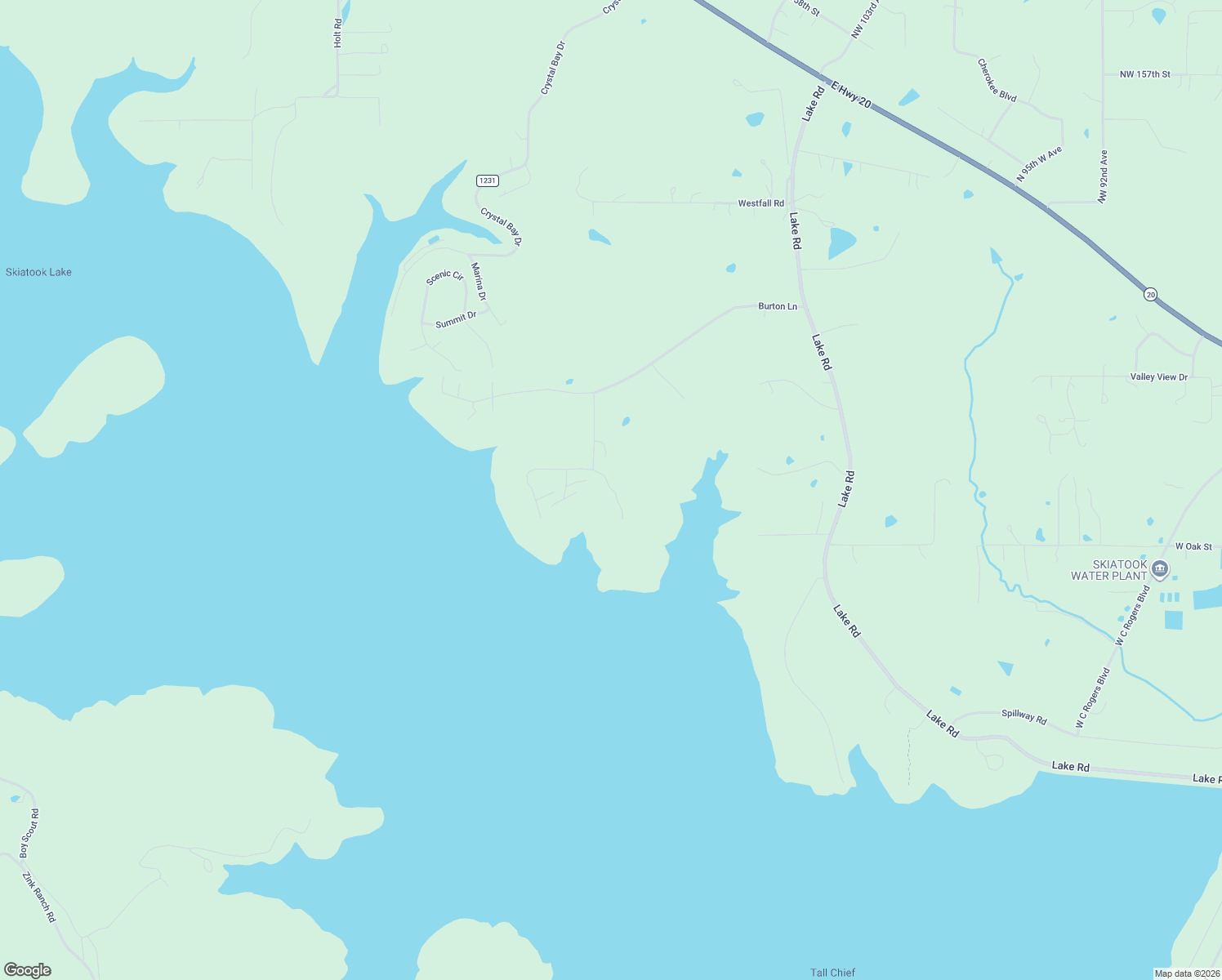 map of restaurants, bars, coffee shops, grocery stores, and more near 14557 Beverly Boulevard in Skiatook