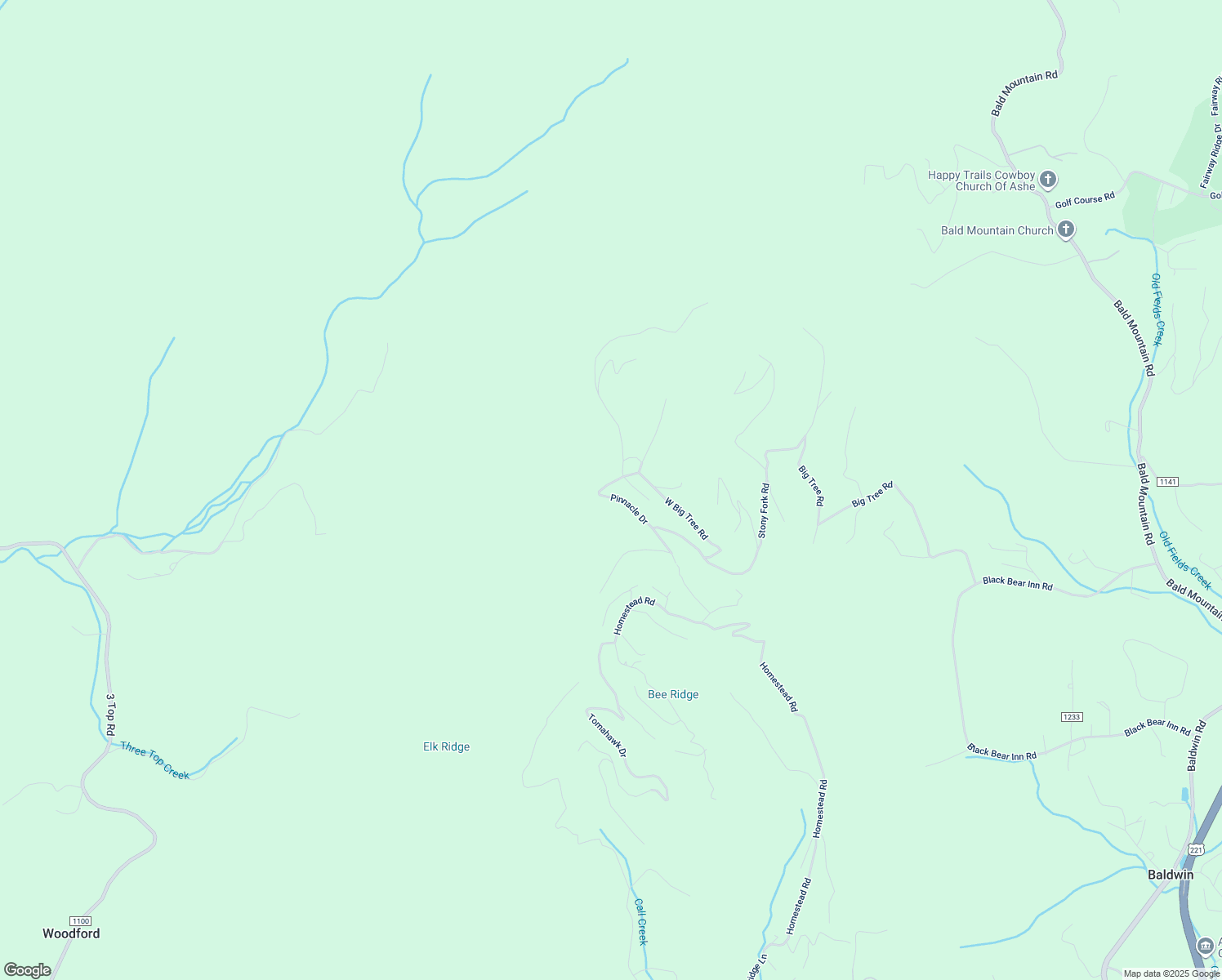 map of restaurants, bars, coffee shops, grocery stores, and more near 538 Pinnacle Drive in West Jefferson