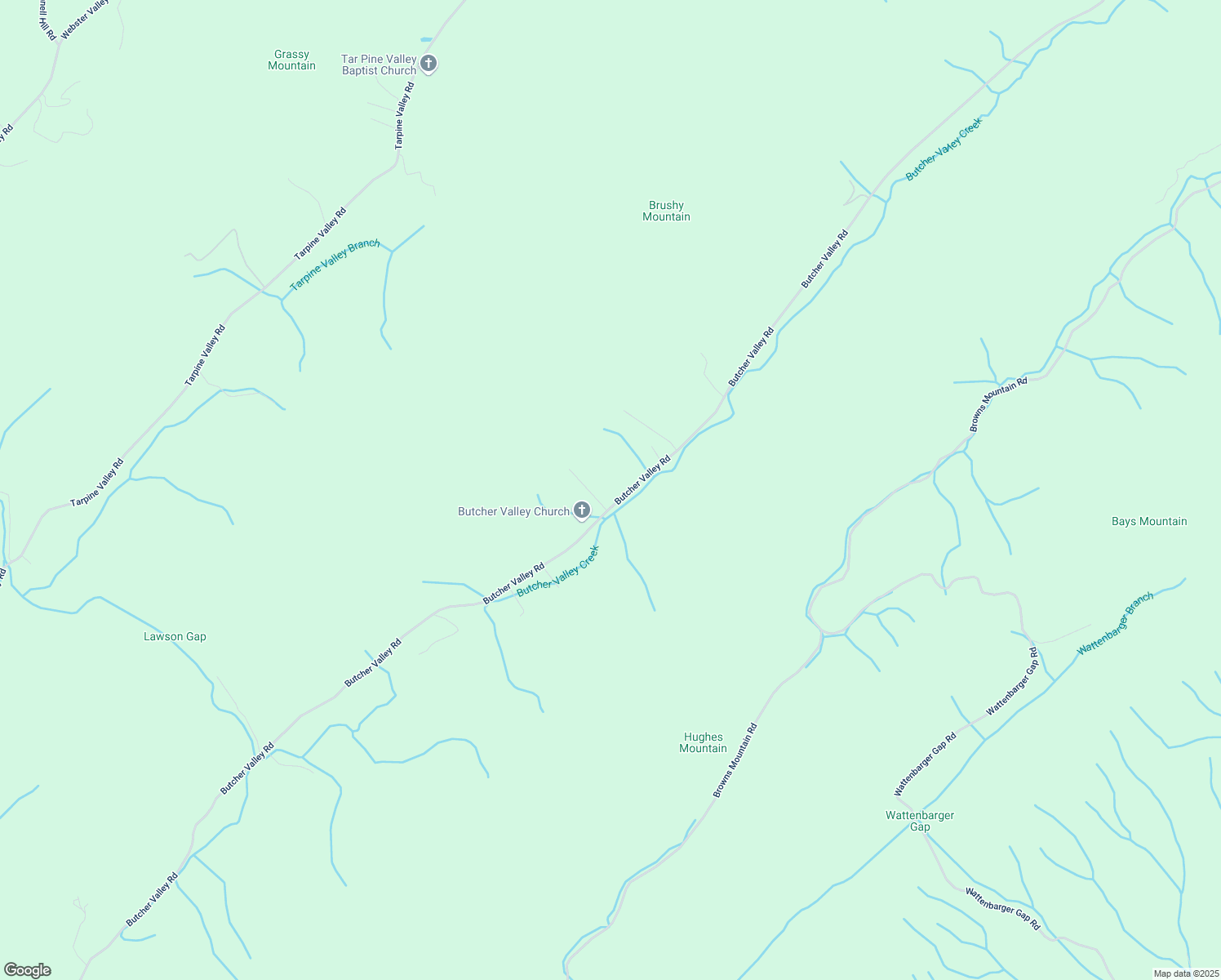 map of restaurants, bars, coffee shops, grocery stores, and more near 700 Butcher Valley Road in Rogersville