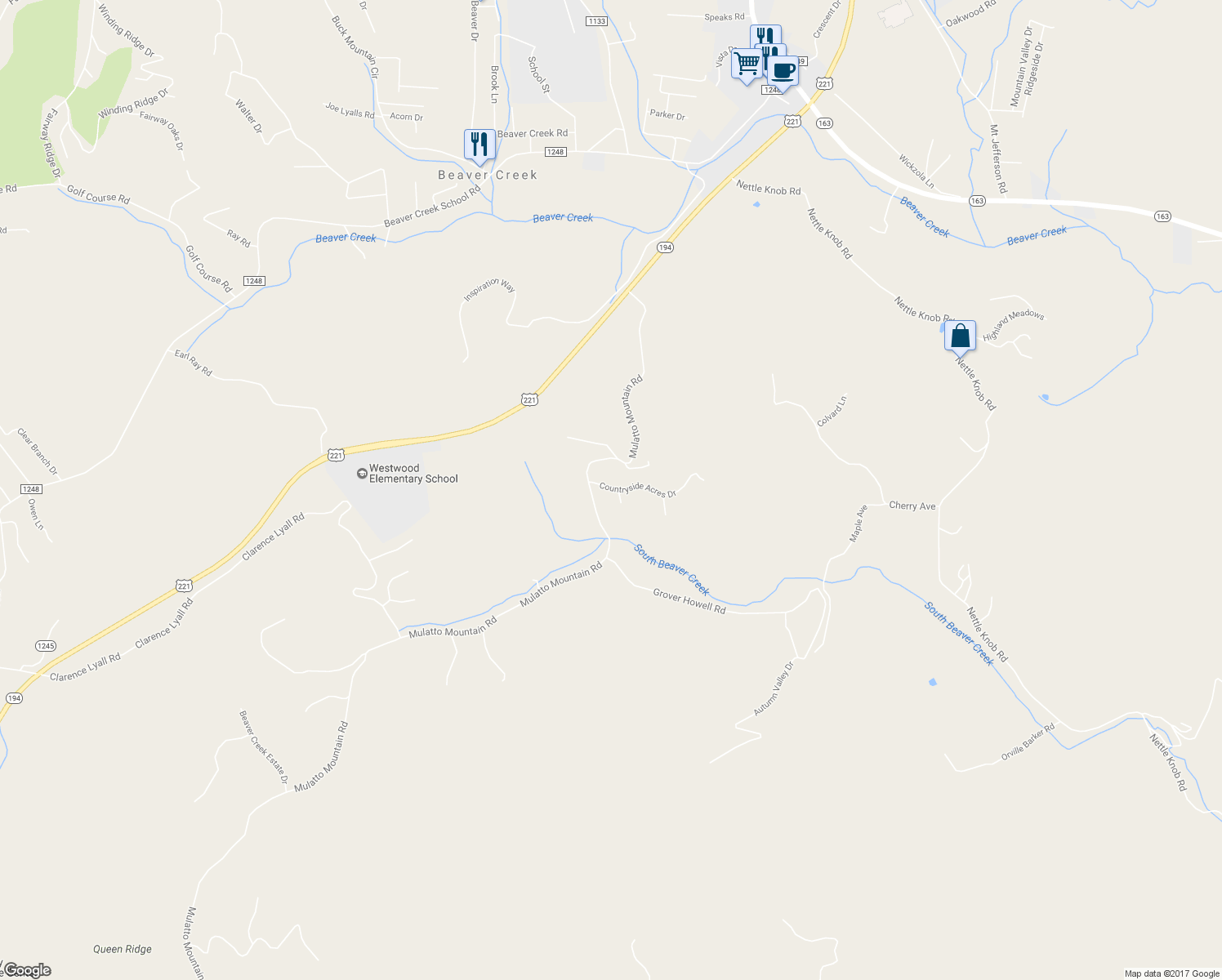 map of restaurants, bars, coffee shops, grocery stores, and more near 170 Country Side Acres Drive in West Jefferson