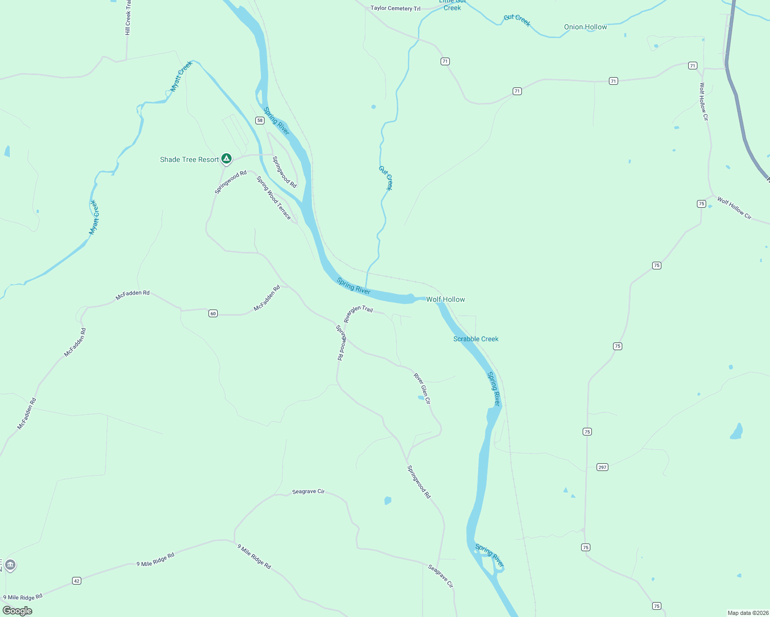 map of restaurants, bars, coffee shops, grocery stores, and more near 289 River Glen Trail in Hardy