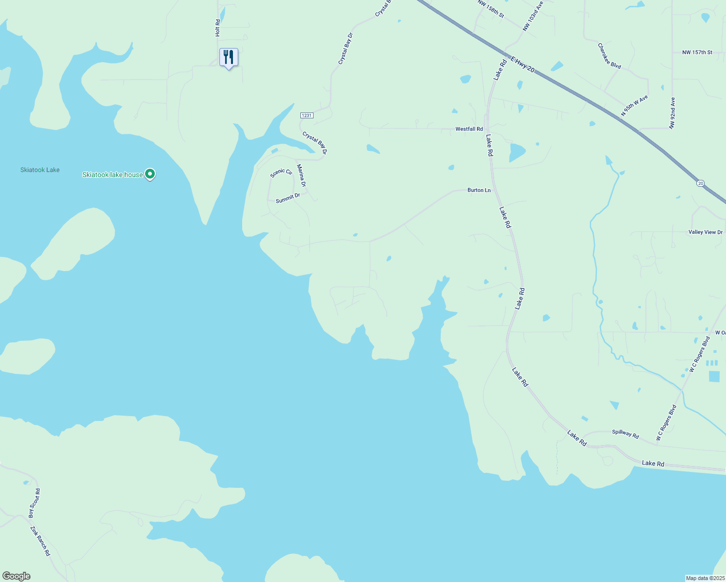 map of restaurants, bars, coffee shops, grocery stores, and more near 11624 Giorgio Drive in Skiatook