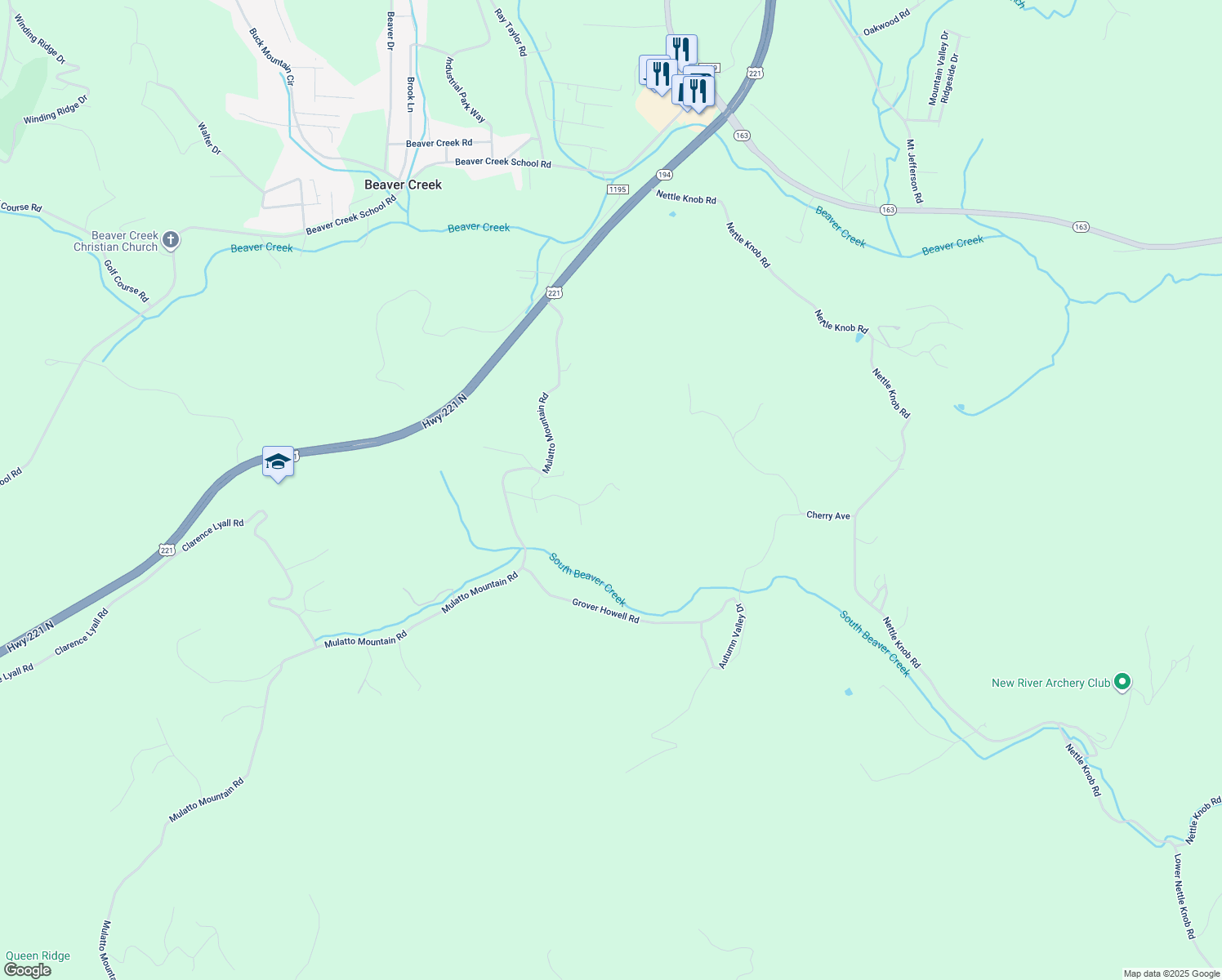 map of restaurants, bars, coffee shops, grocery stores, and more near 428 Countryside Acres Drive in West Jefferson