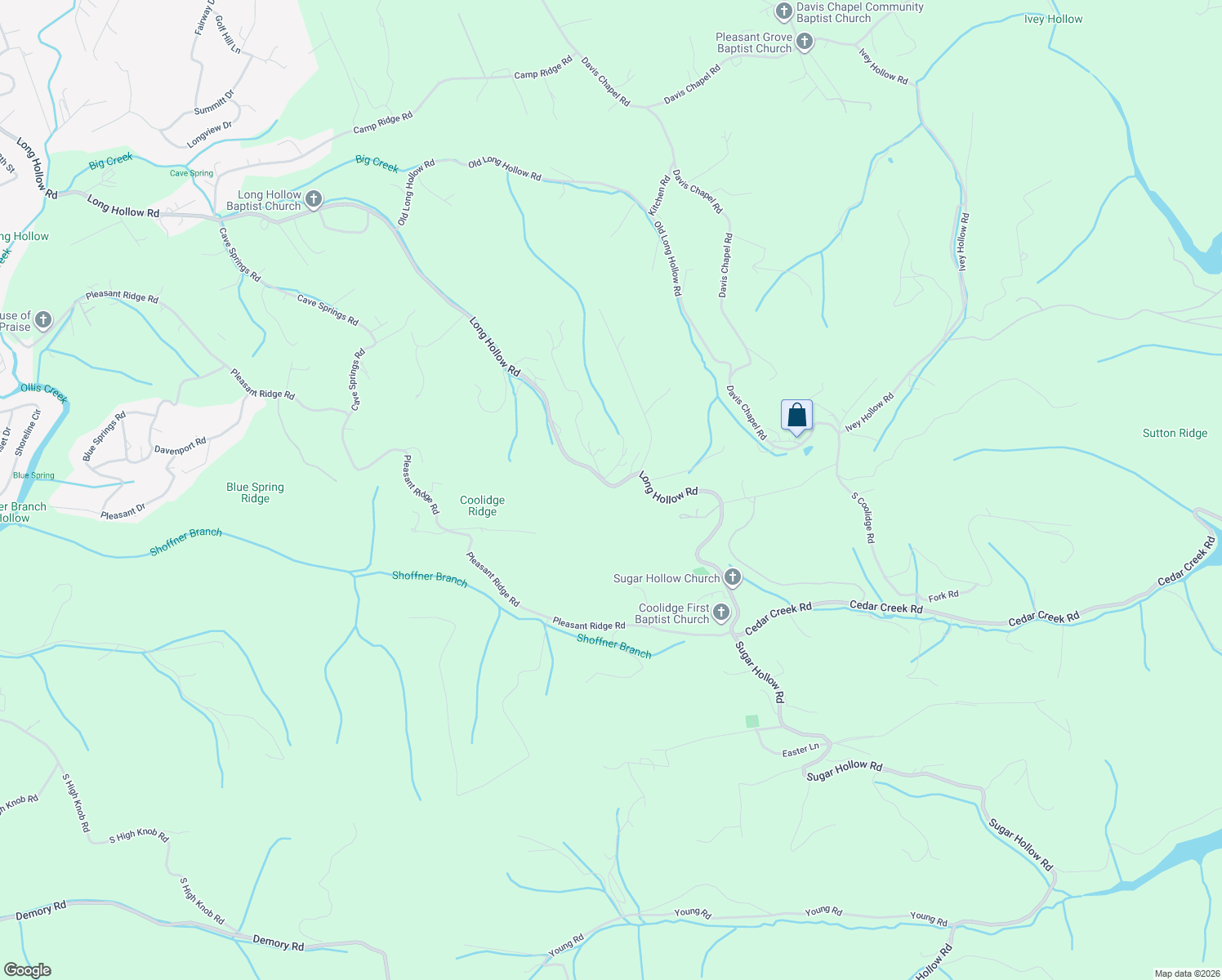 map of restaurants, bars, coffee shops, grocery stores, and more near 2080 Long Hollow Road in LaFollette