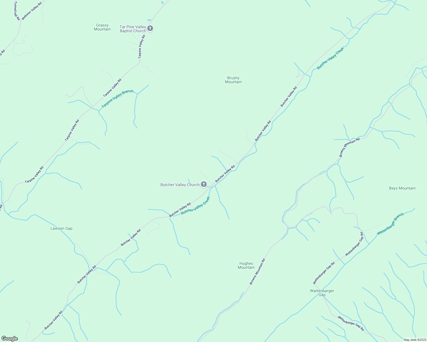 map of restaurants, bars, coffee shops, grocery stores, and more near 700 Butcher Valley Road in Rogersville