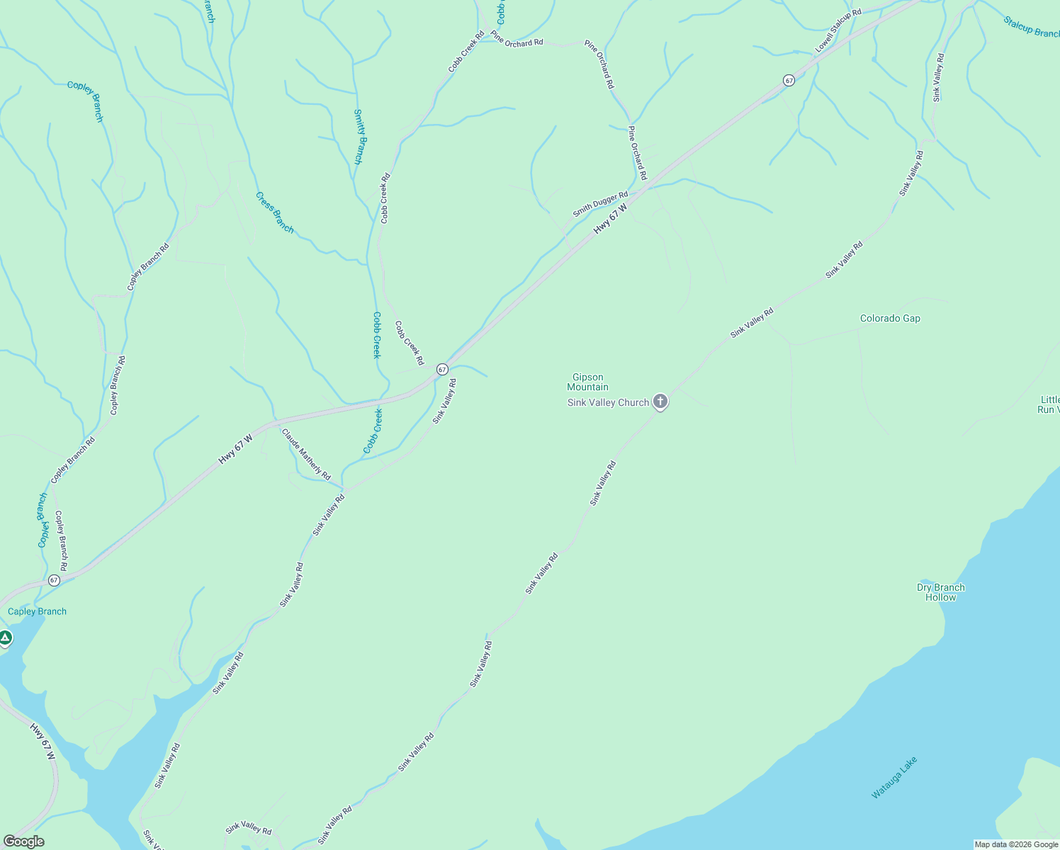 map of restaurants, bars, coffee shops, grocery stores, and more near Sink Valley Road in Butler