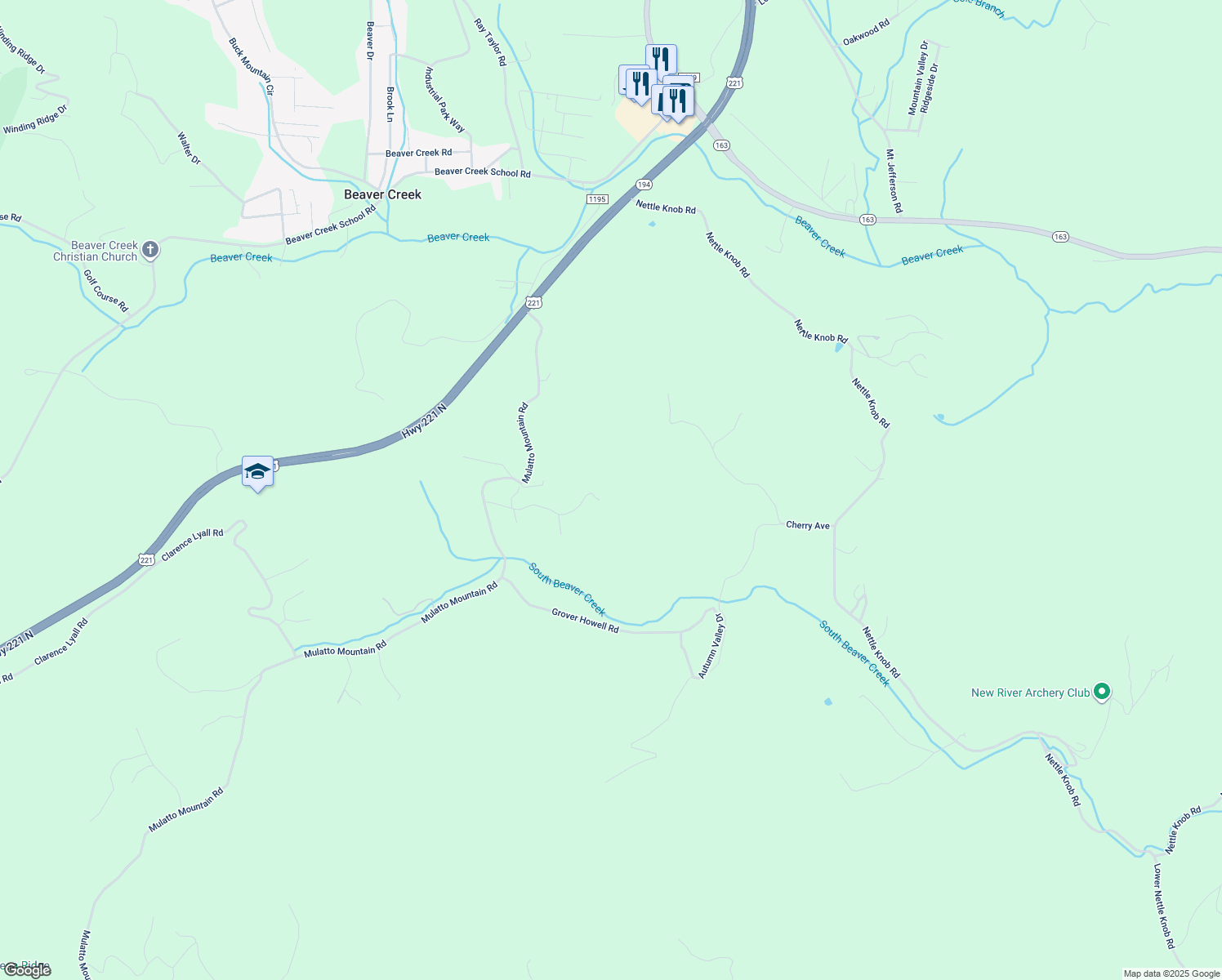map of restaurants, bars, coffee shops, grocery stores, and more near 455 Countryside Acres Drive in West Jefferson