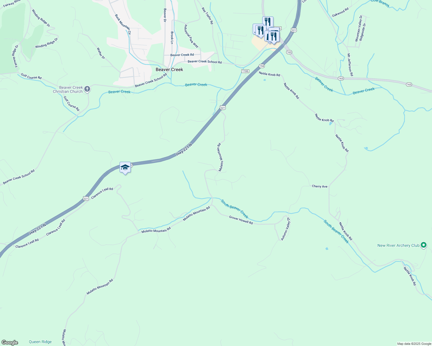 map of restaurants, bars, coffee shops, grocery stores, and more near 149 Sunshine Lane in West Jefferson