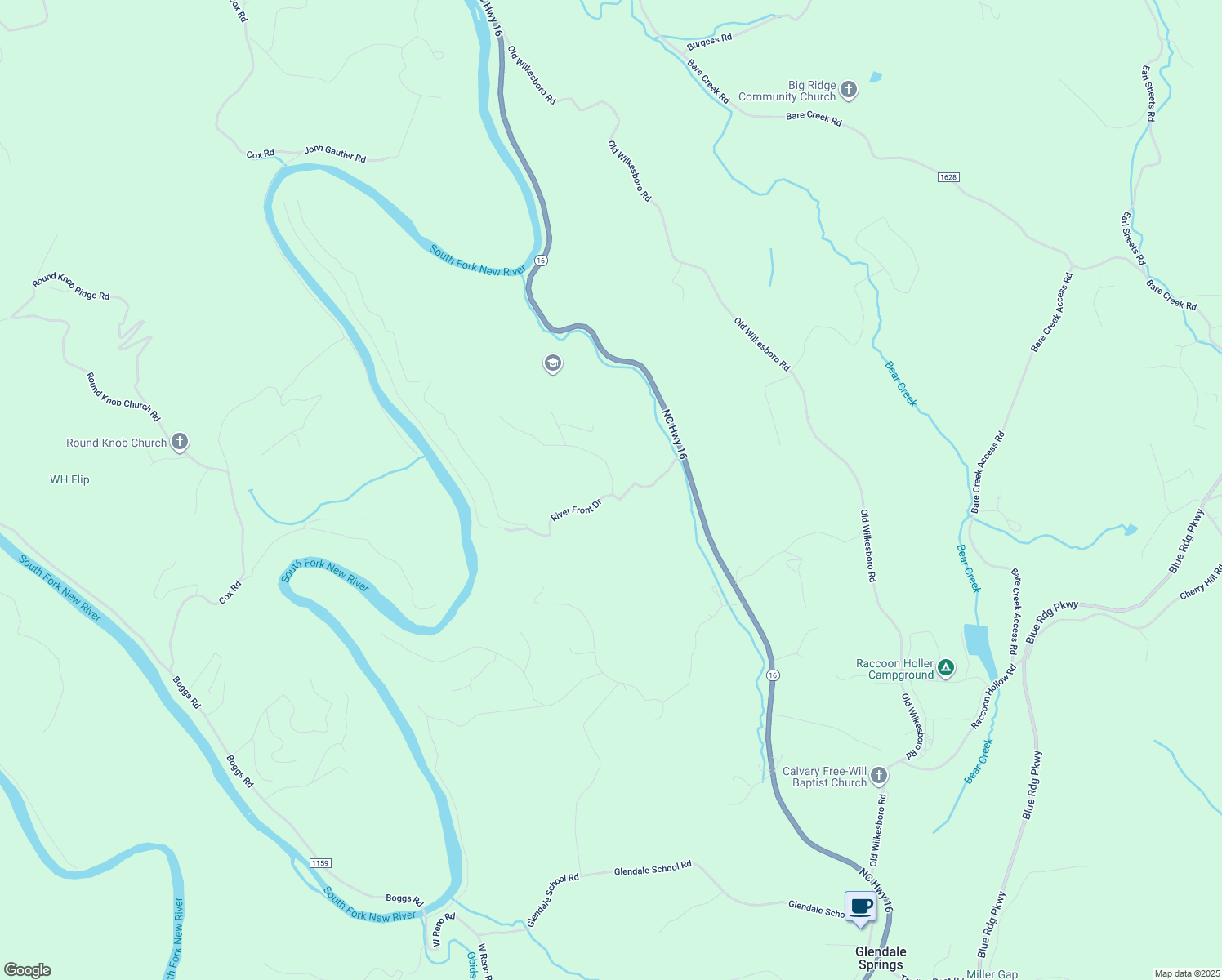 map of restaurants, bars, coffee shops, grocery stores, and more near 395 Claude Mash Road in Jefferson