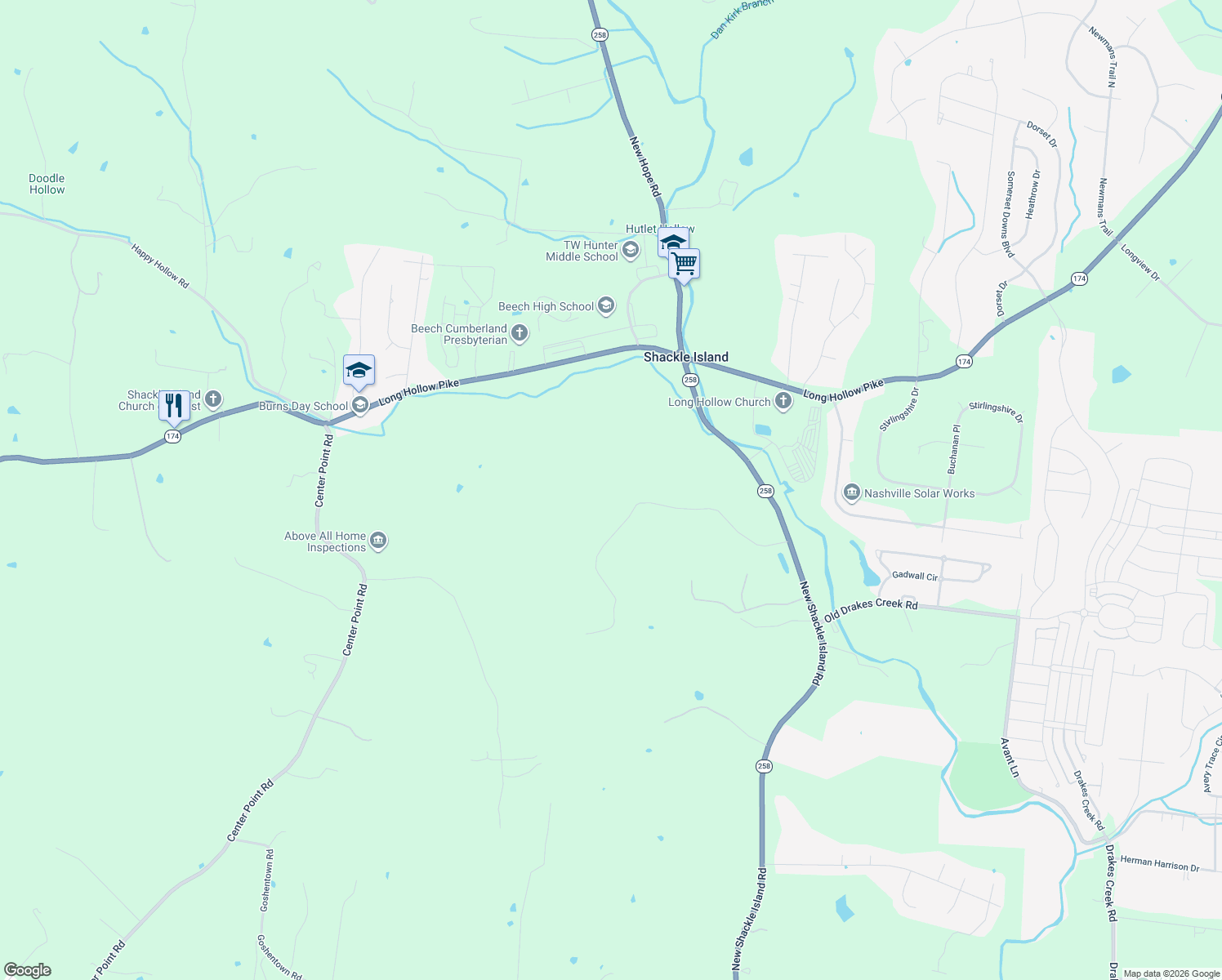 map of restaurants, bars, coffee shops, grocery stores, and more near 110 Timber Hills Drive in Hendersonville