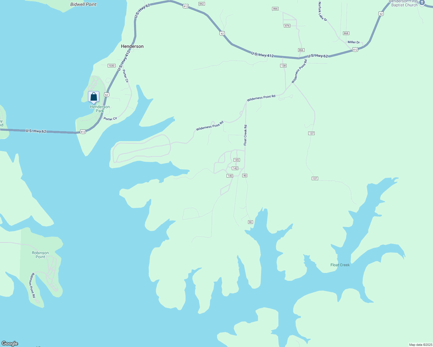 map of restaurants, bars, coffee shops, grocery stores, and more near 310 County Road 140 in Henderson