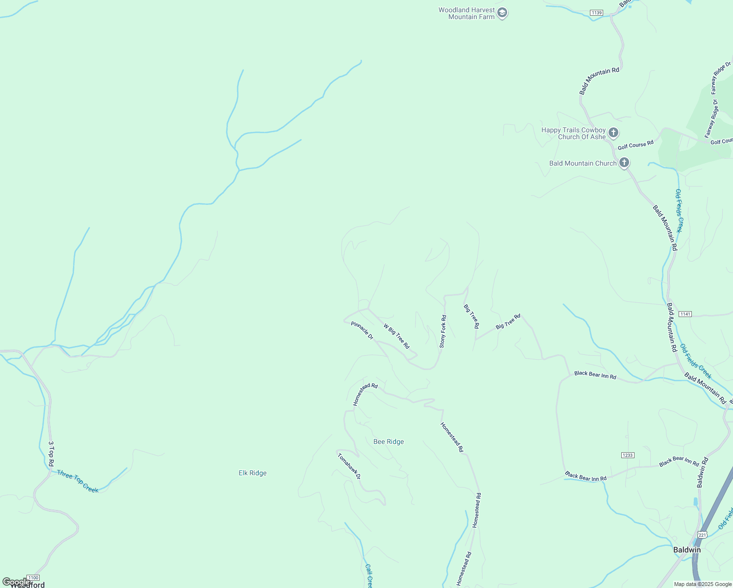 map of restaurants, bars, coffee shops, grocery stores, and more near 723 Pinnacle Drive in West Jefferson