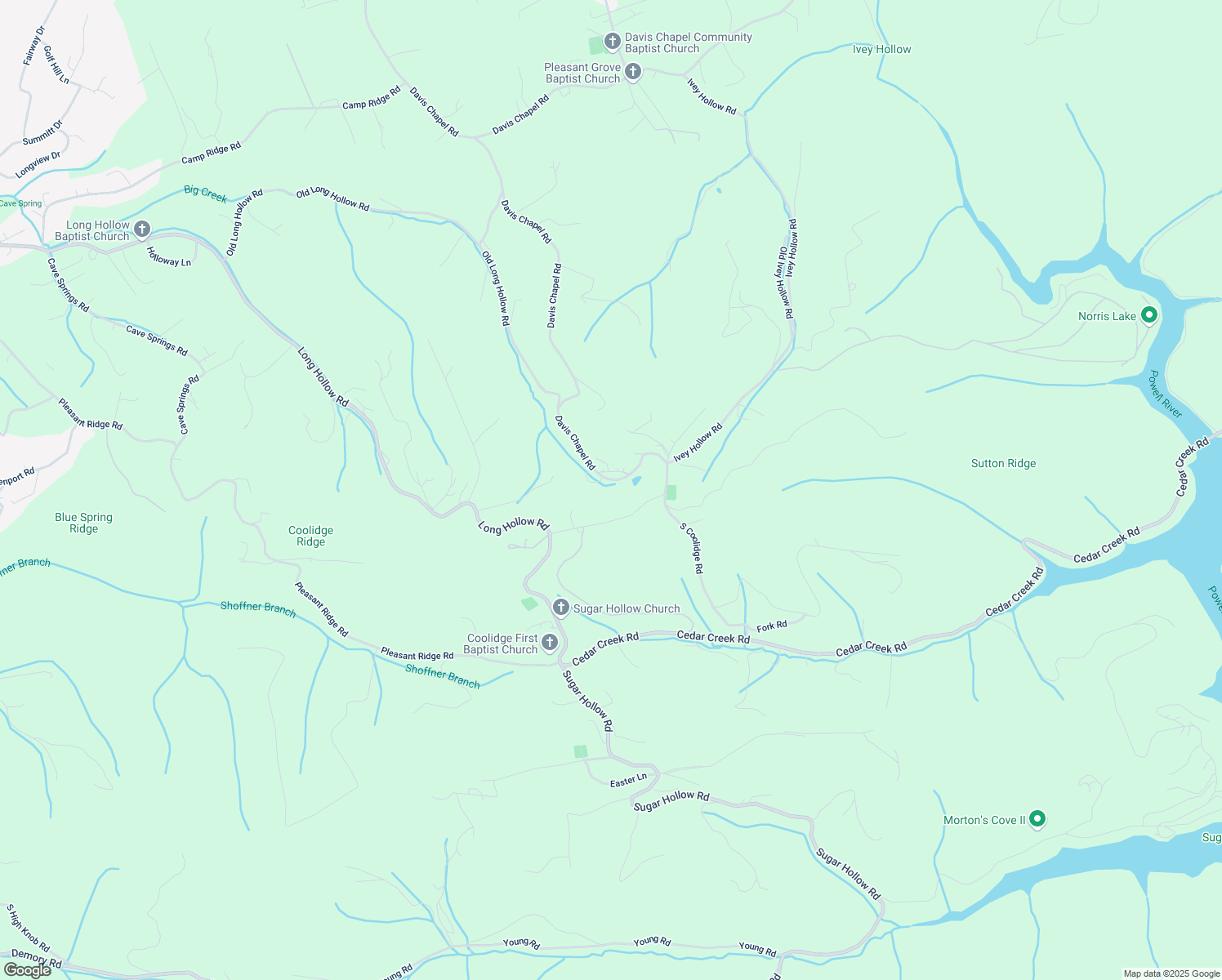 map of restaurants, bars, coffee shops, grocery stores, and more near 433 Coolidge Road in LaFollette