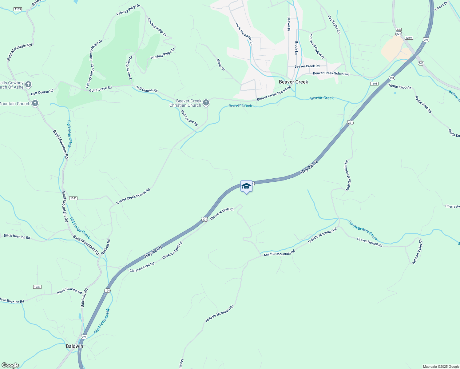 map of restaurants, bars, coffee shops, grocery stores, and more near 728 Earl Ray Road in West Jefferson