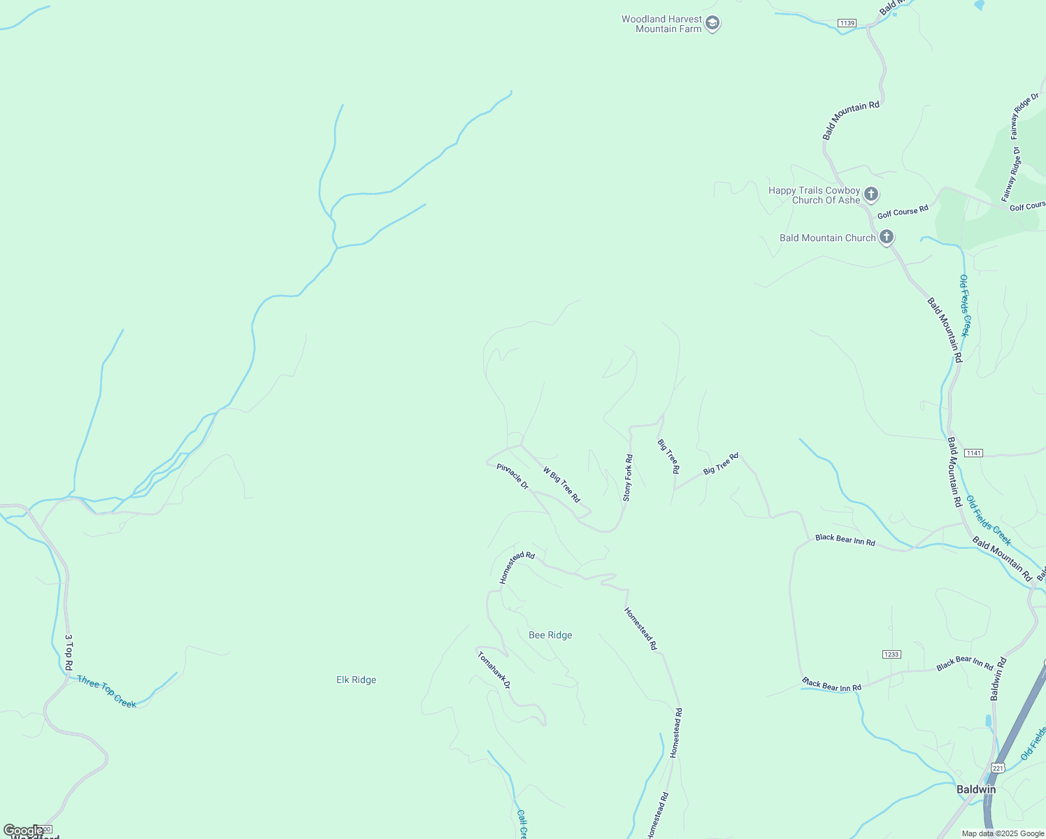 map of restaurants, bars, coffee shops, grocery stores, and more near 723 Pinnacle Drive in West Jefferson