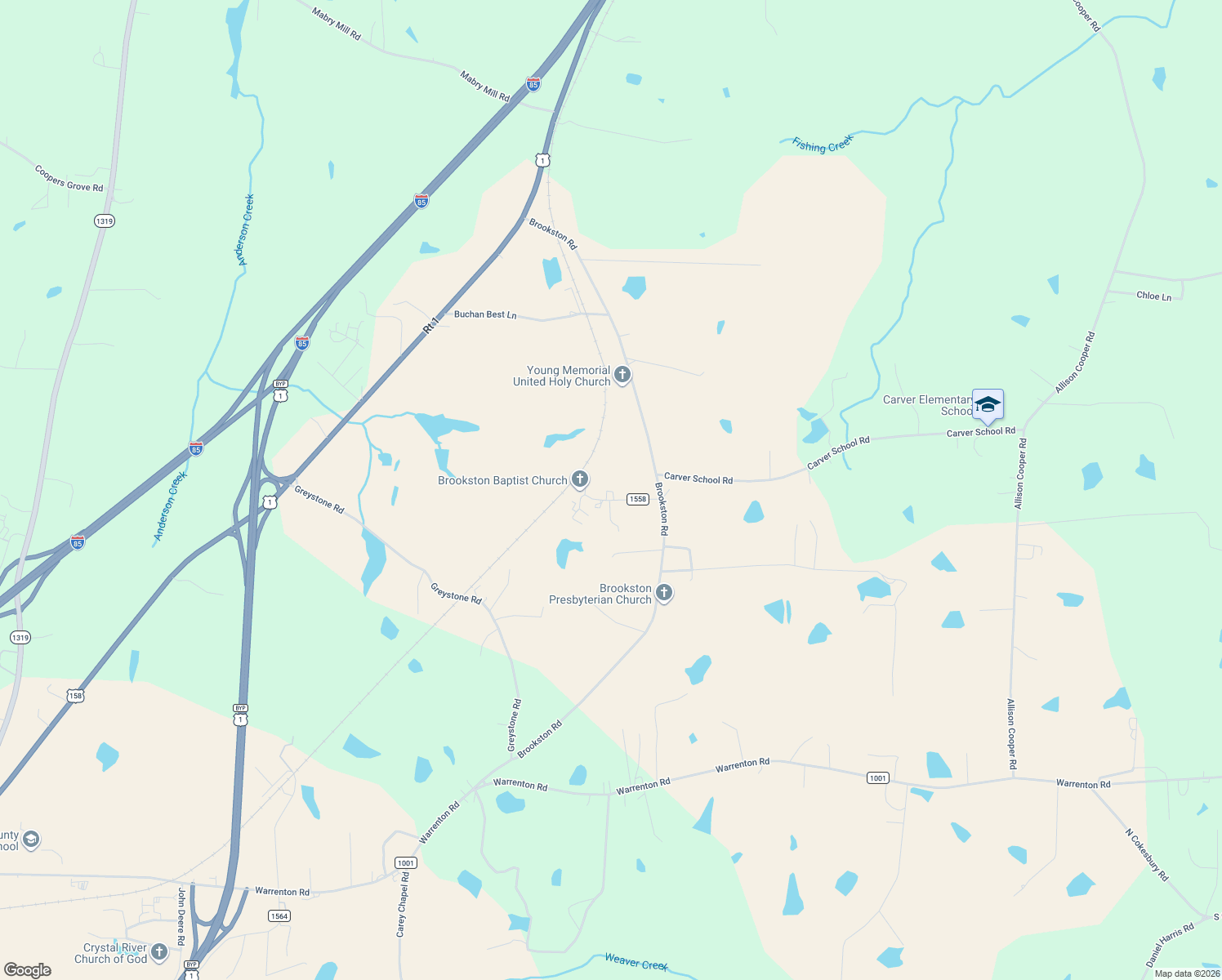 map of restaurants, bars, coffee shops, grocery stores, and more near 148 Baptist Church Road in Henderson