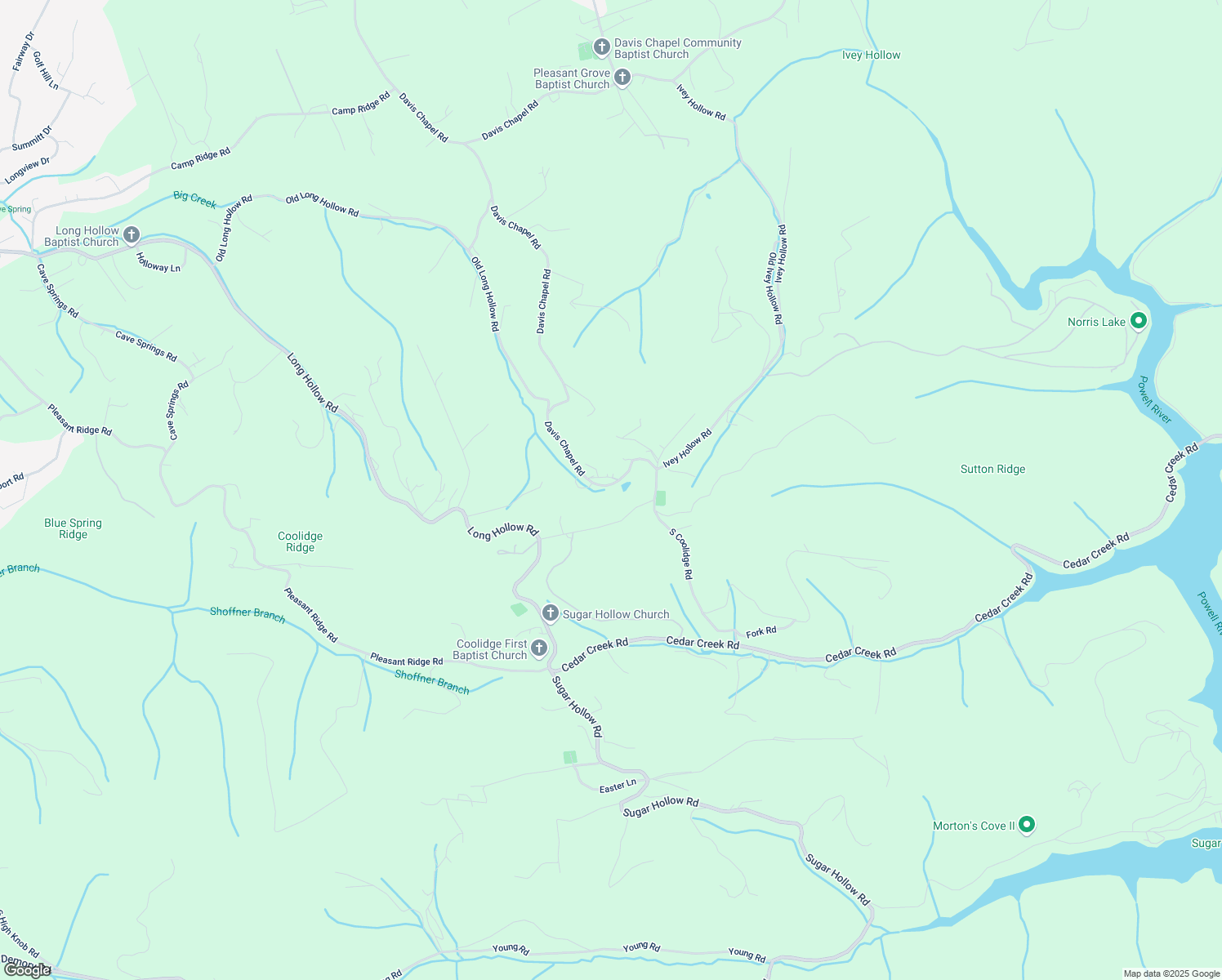 map of restaurants, bars, coffee shops, grocery stores, and more near 433 Coolidge Road in LaFollette