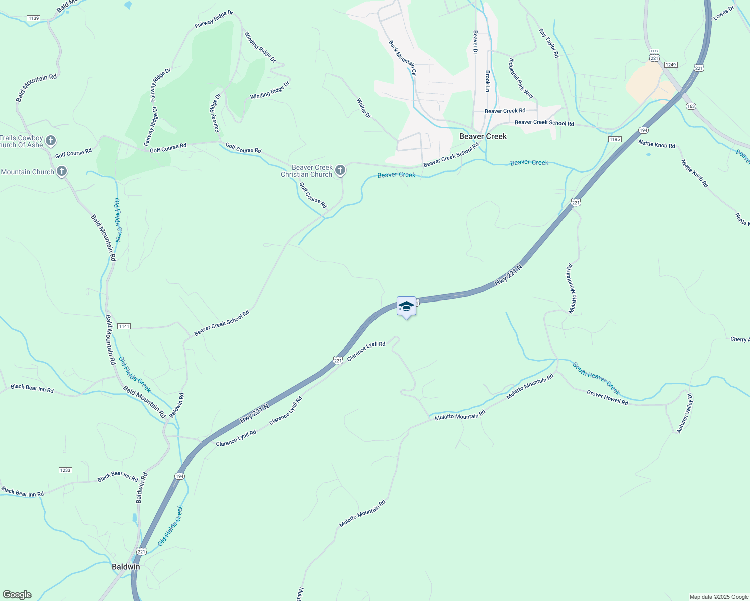 map of restaurants, bars, coffee shops, grocery stores, and more near 728 Earl Ray Road in West Jefferson