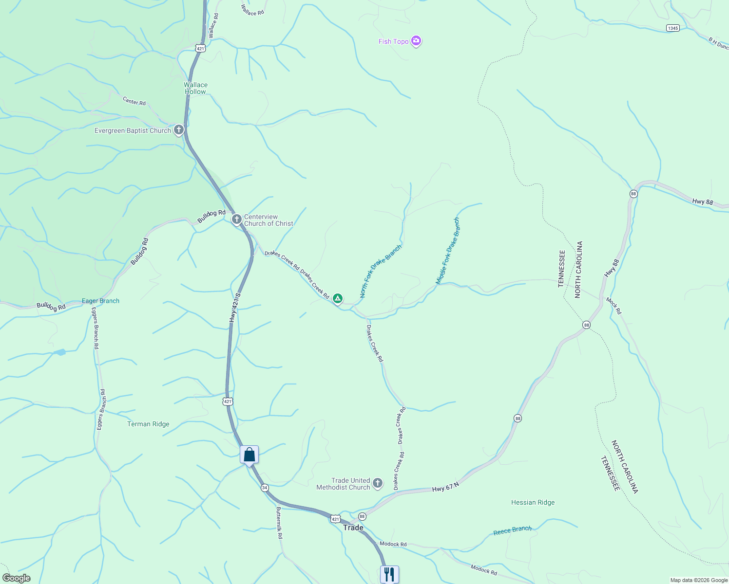 map of restaurants, bars, coffee shops, grocery stores, and more near 180 Main Road in Trade